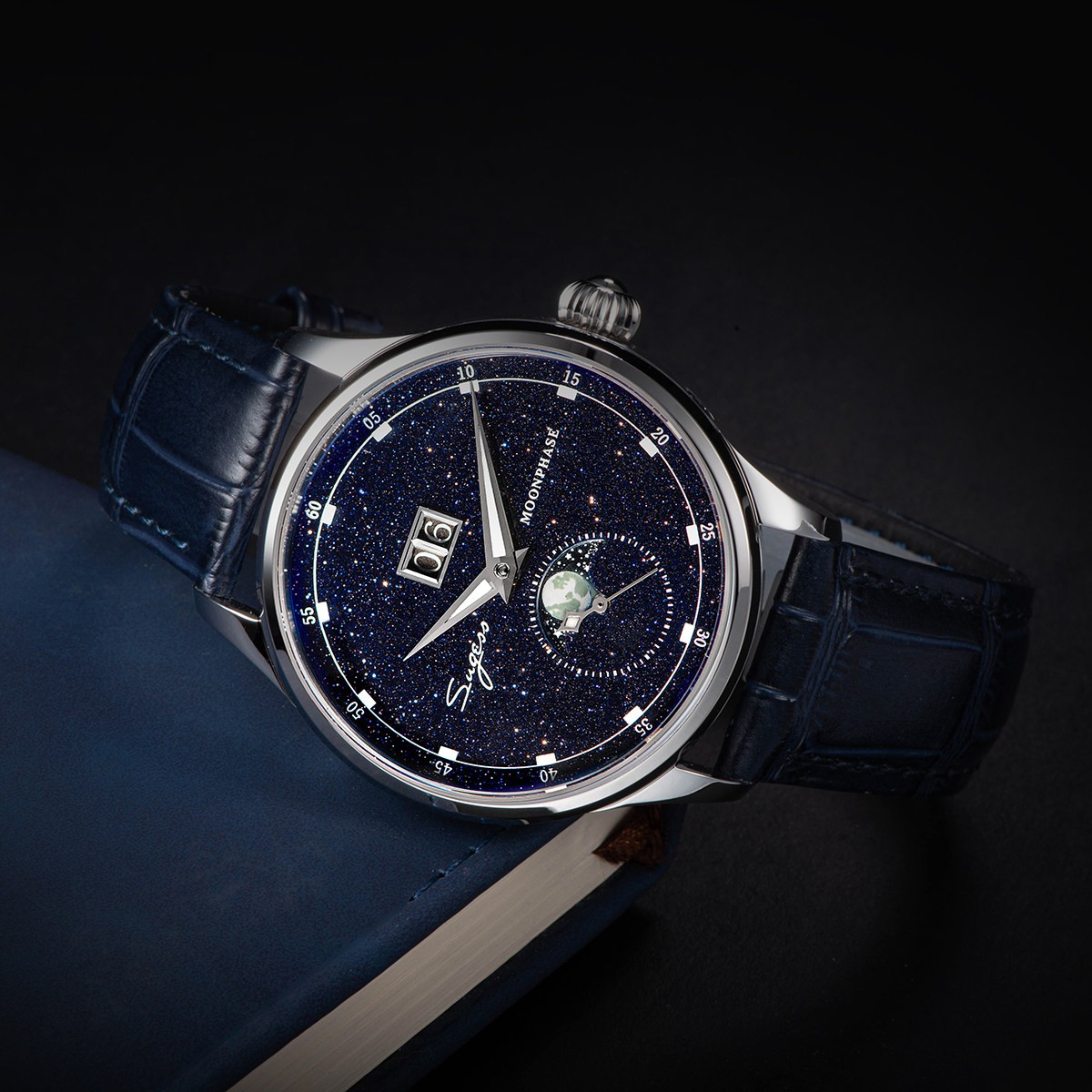 Sugess MoonPhase Master StarDust Mechanical Watch Seagull 1963 MoonPhase Display