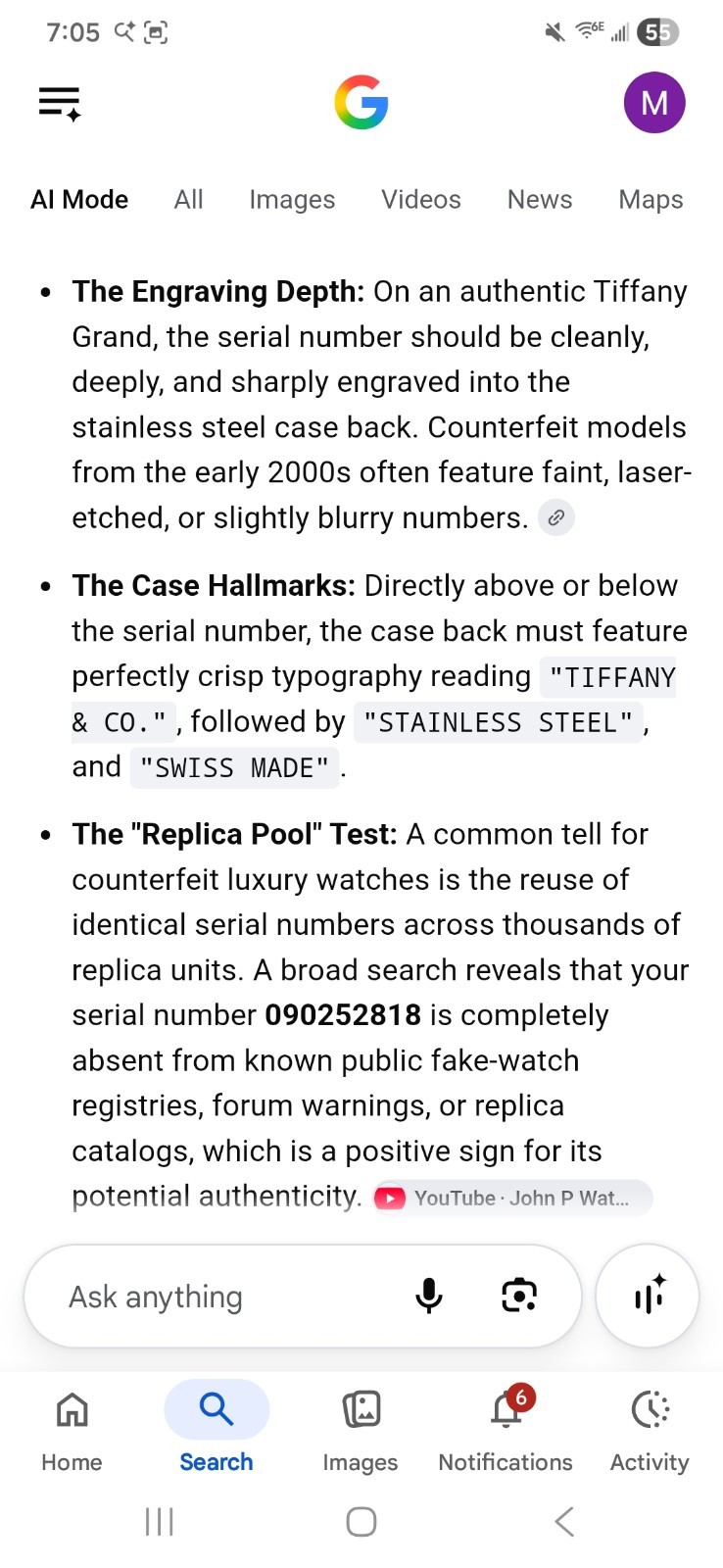 Tiffany’s Grand Ladies’ Swiss Made Quartz Watch Bronze Dial Crocodile Strap