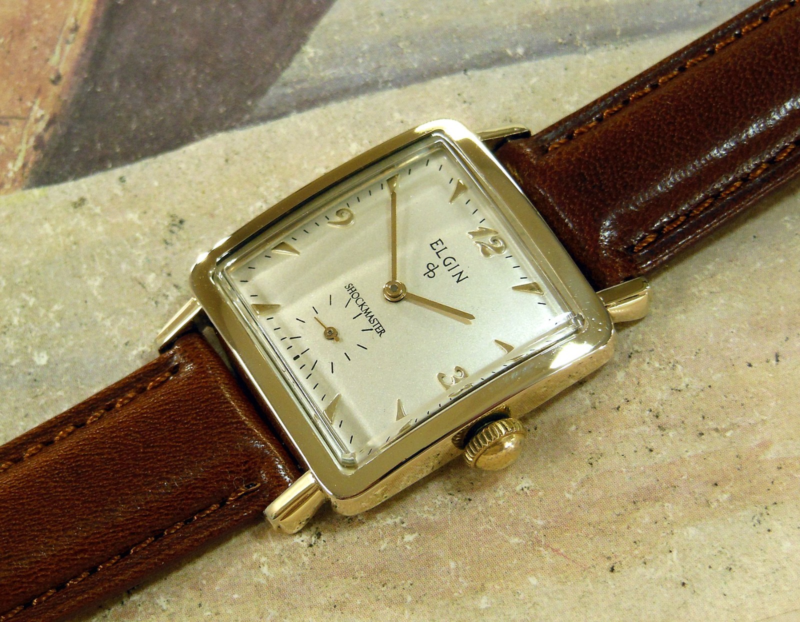 1950’s Vintage ELGIN SHOCKMASTER, Stunning Silver Dial, Serviced