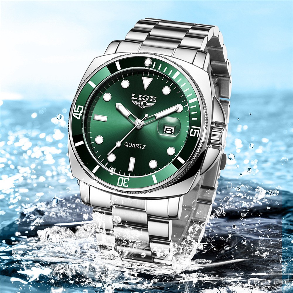 LIGE Men Watch Brand Luminous Wristwatch Business Male Calendar Steel Watches