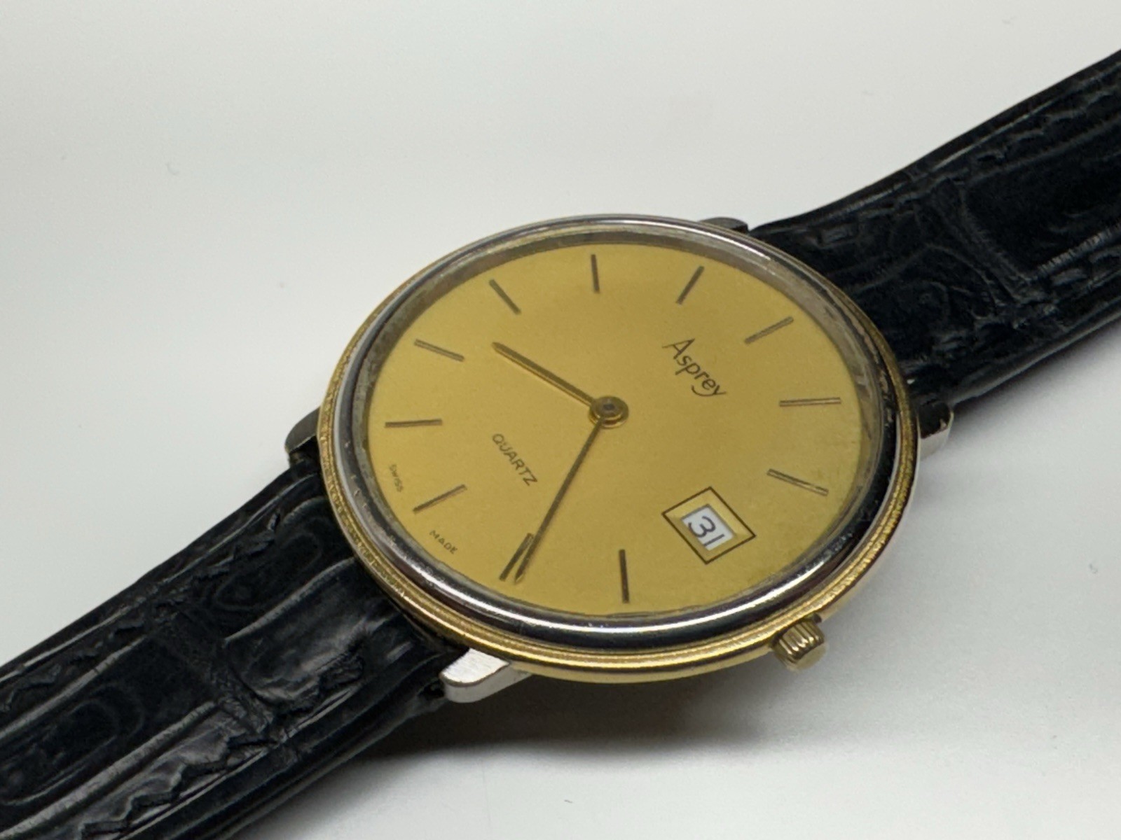 asprey london 6 jewels quartz beautiful slick vintage swiss made wristwatch