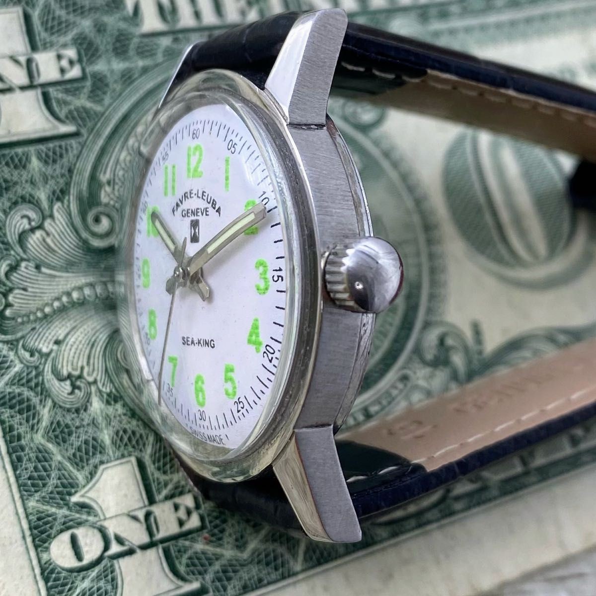 Favre-Leuba Sea King Manual Wind White Dial Vintage Men’s Watch Swiss Made
