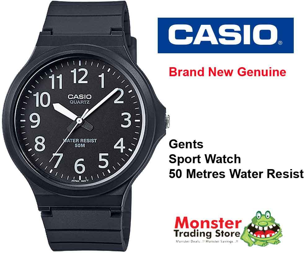 CASIO WATCH SPORTS WATER RESISTANT MW-240-1BVD 12 MONTH WARRANTY