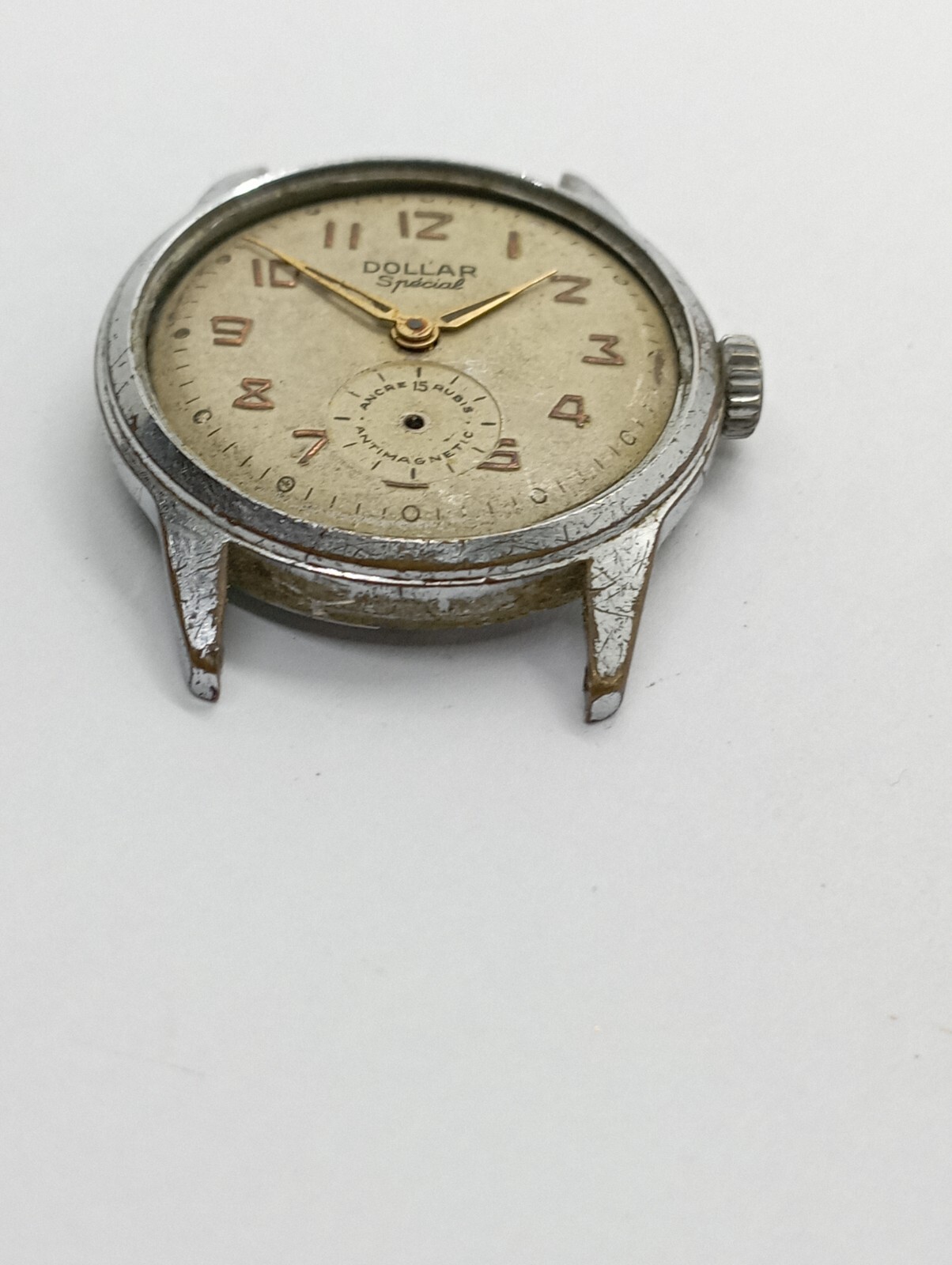 VINTAGE Dollar Special ANCRE 15 Jewels Cal. Cupillard 233 RARE working Well Stem