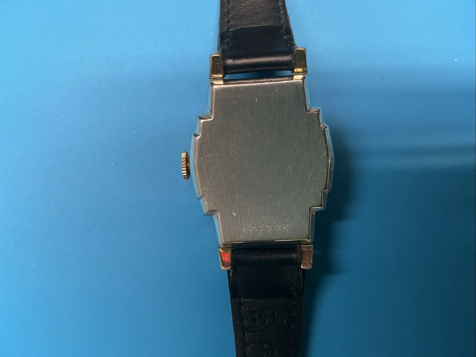 1930-1940s Vintage Benrus Gold Tone Tank Wristwatch Mechanical Movement