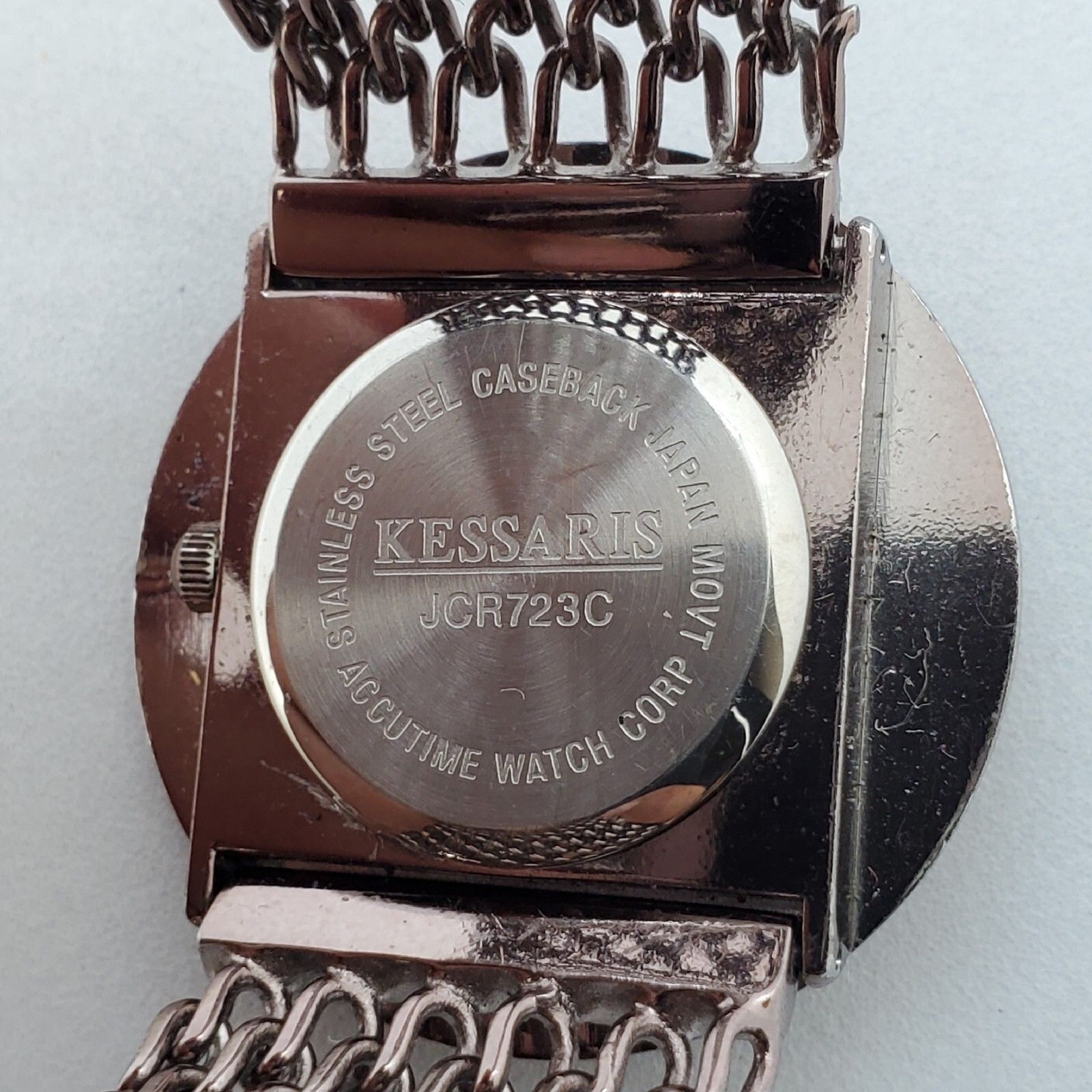 Kessaris Dark Brown Dial Mesh Bands 34MM Round Case 7″ Wrist New Battery