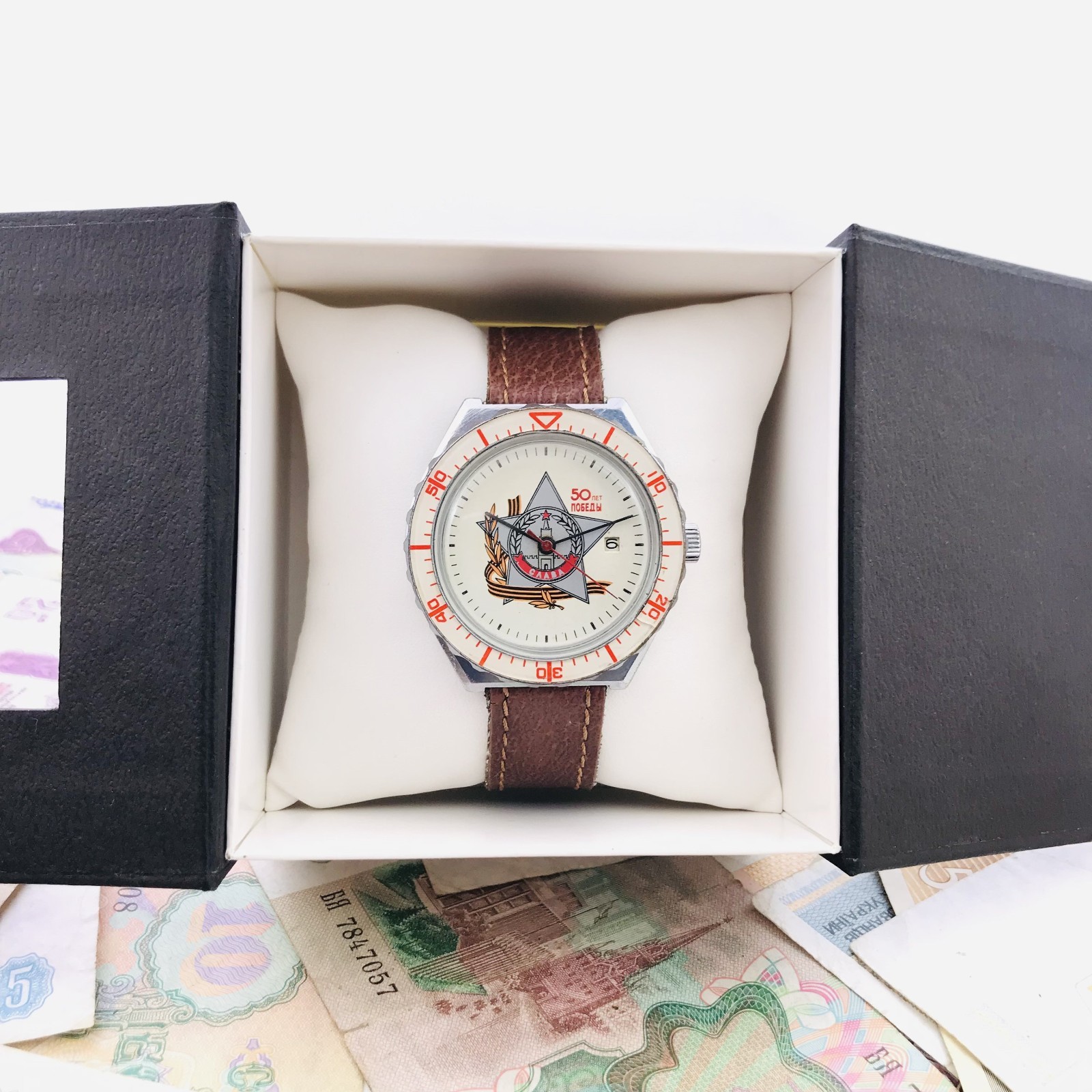 🎖 Slava WW2 50 Years USSR Soviet Wristwatch Vintage Wrist Watch 2414 Service