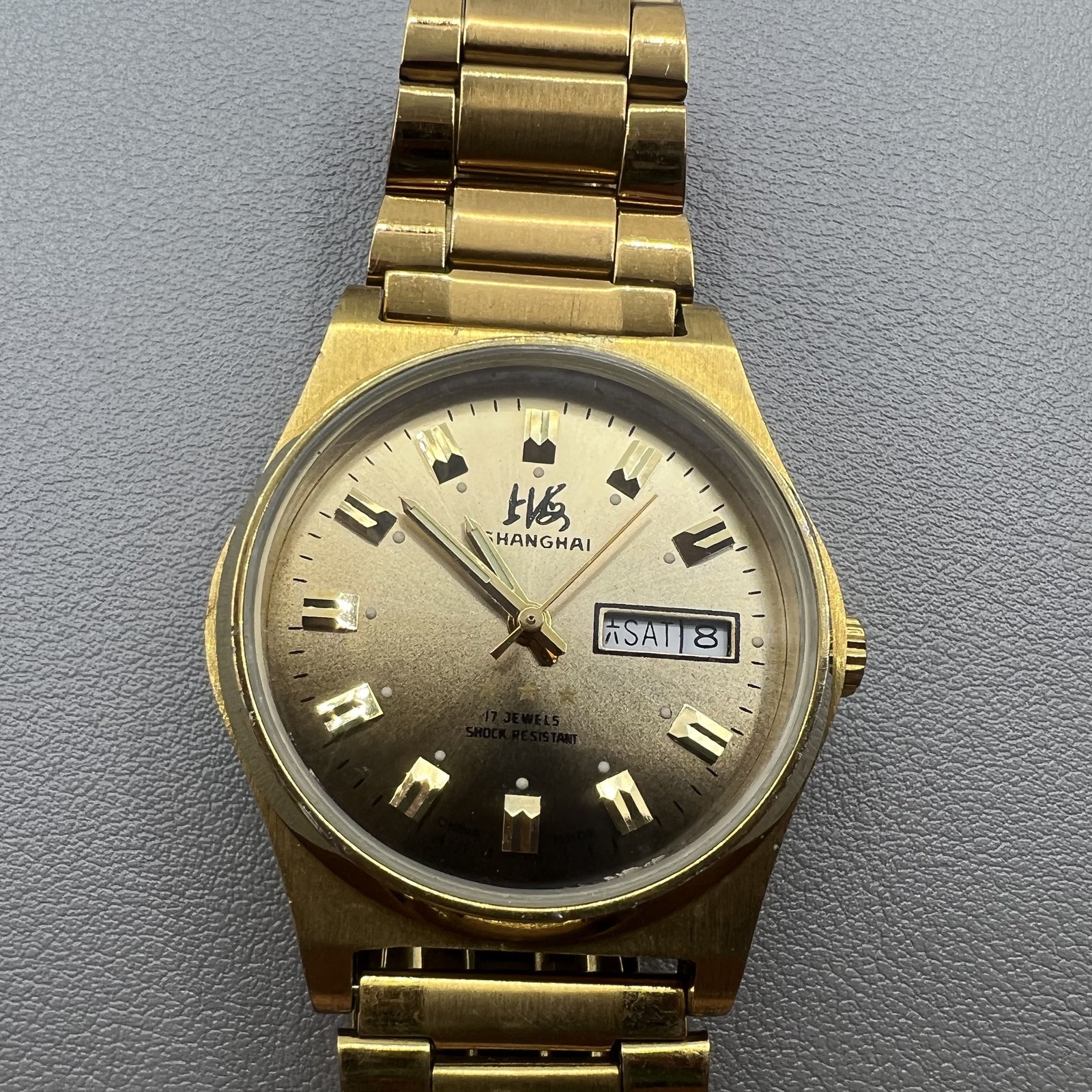 Shanghai Factory Made Manual Mechanical Watch Dark Brown Dial Double Calendar