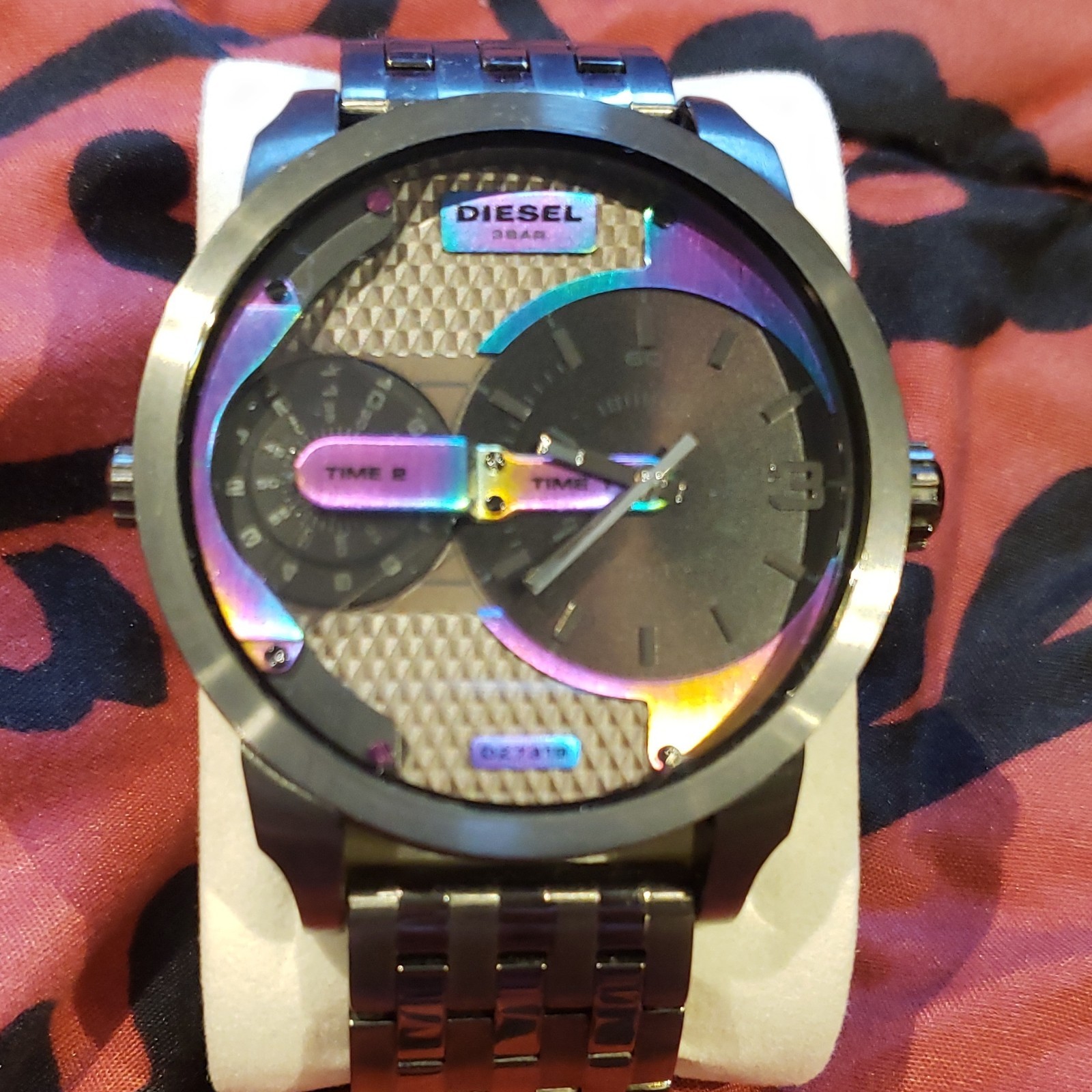 Diesel Time 2 Men’s Quartz Analog Watch 46mm Gray Dial SS Bracelet 30m