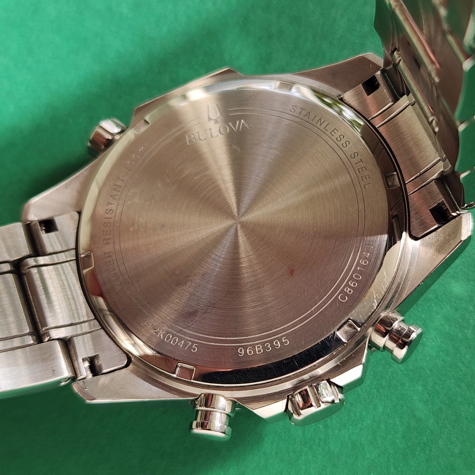 Bulova Chronograph Orange Dial Marine Star Watch Inner Rotating Bezel 96B395