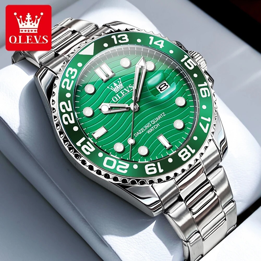 Waterproof Quartz Watch Men’s OLEVS Luminous Luxury Stainless Steel Men Strap