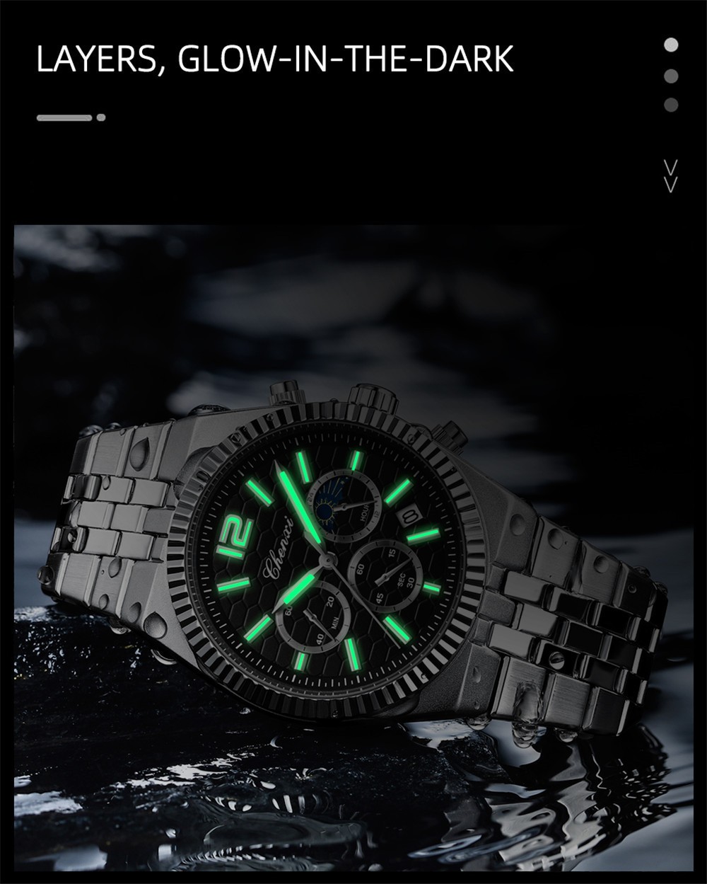 CHENXI Men Quartz Watch Chronograph Wristwatch Six-hands Male Business Watches