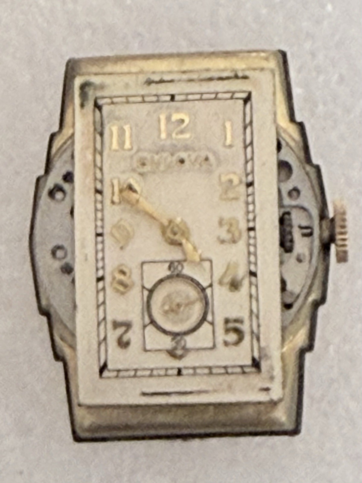 BULOVA YELLOW 10k GF 3 STEP BEZEL CASE ORIGINAL DIAL VINTAGE 194Os ART DECO RUNS