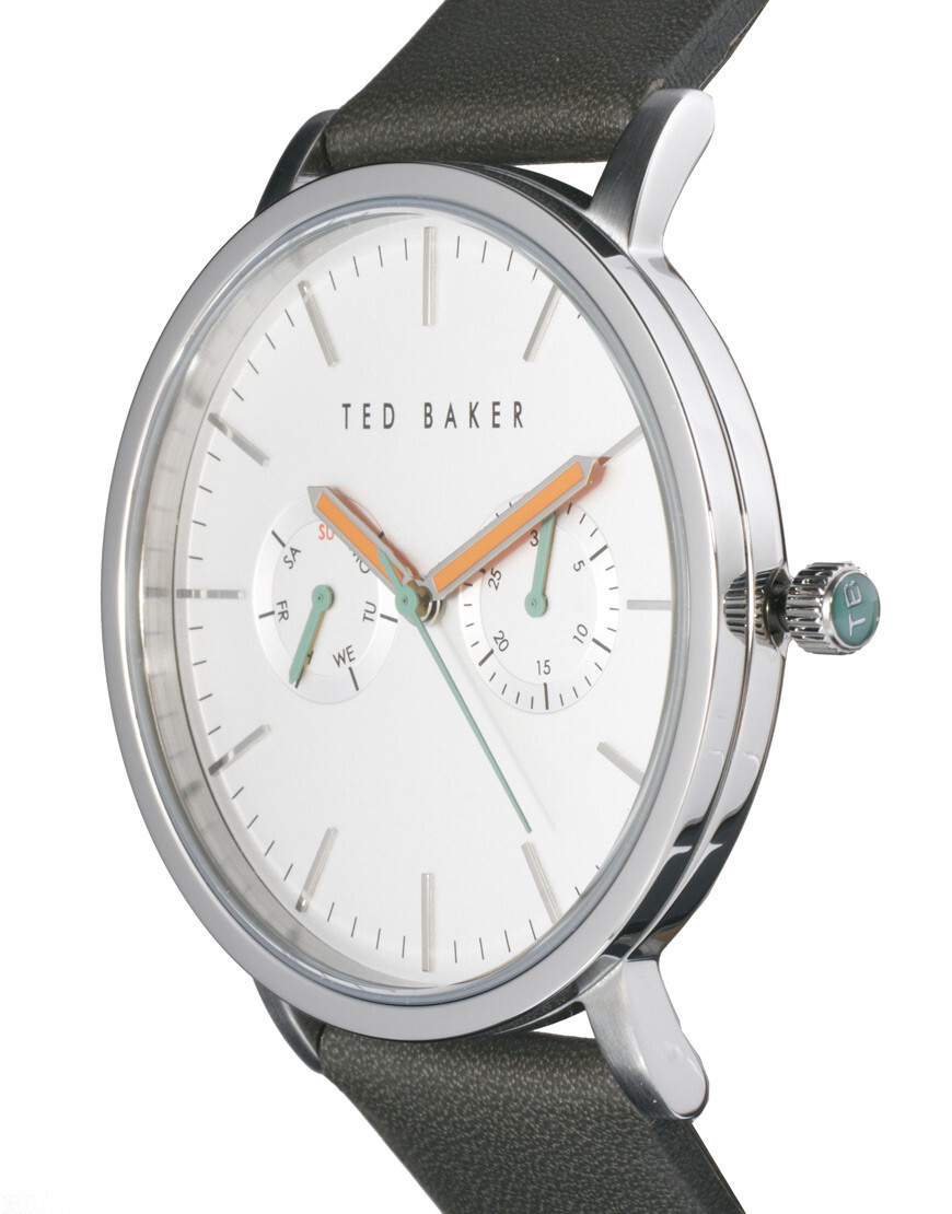RARE Ted Baker Watch TE1093 Men’s Round Leather Strap Water Resistant 10009291