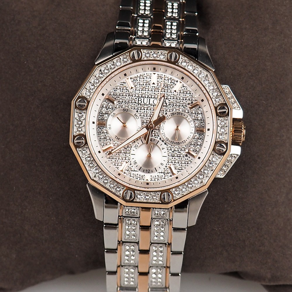 Bulova Octava Crystal 98C133 Two Tone Silver & Rose Gold Men’s Quartz Watch