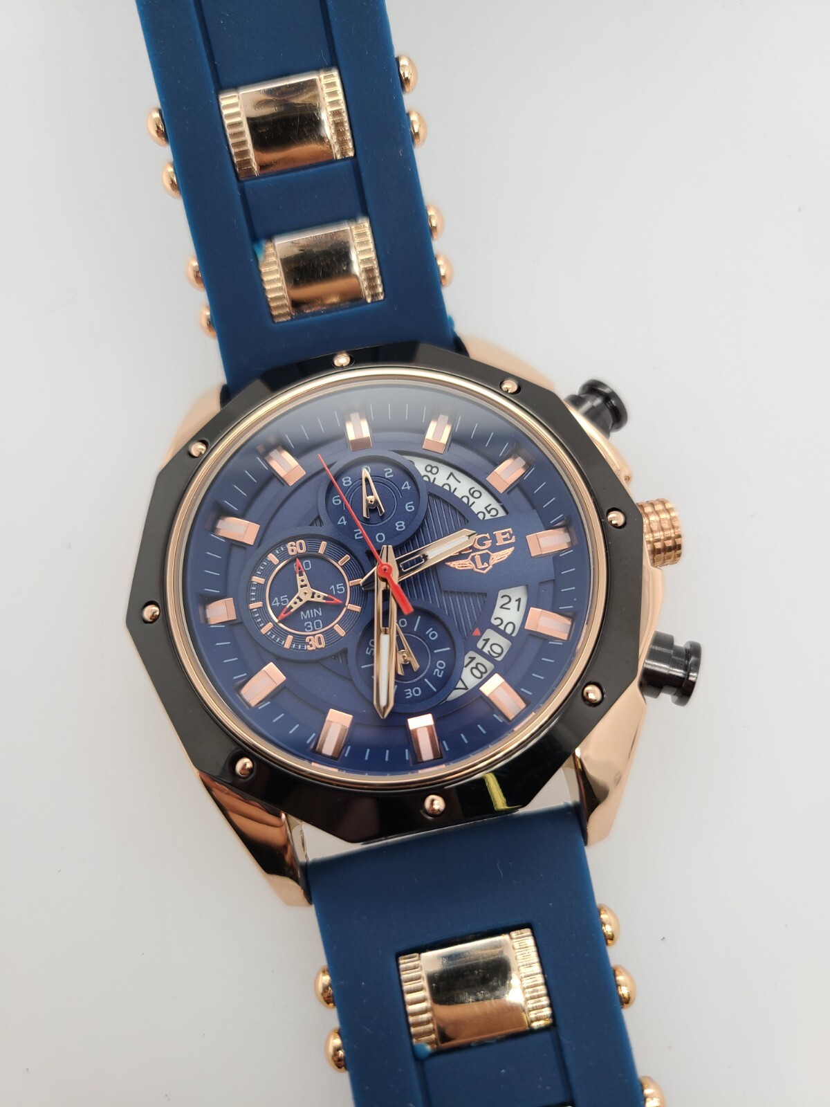 LIGE fo dream,6181WM1 , water resistant, chronograph, date 47 mm case,Bl/rubber