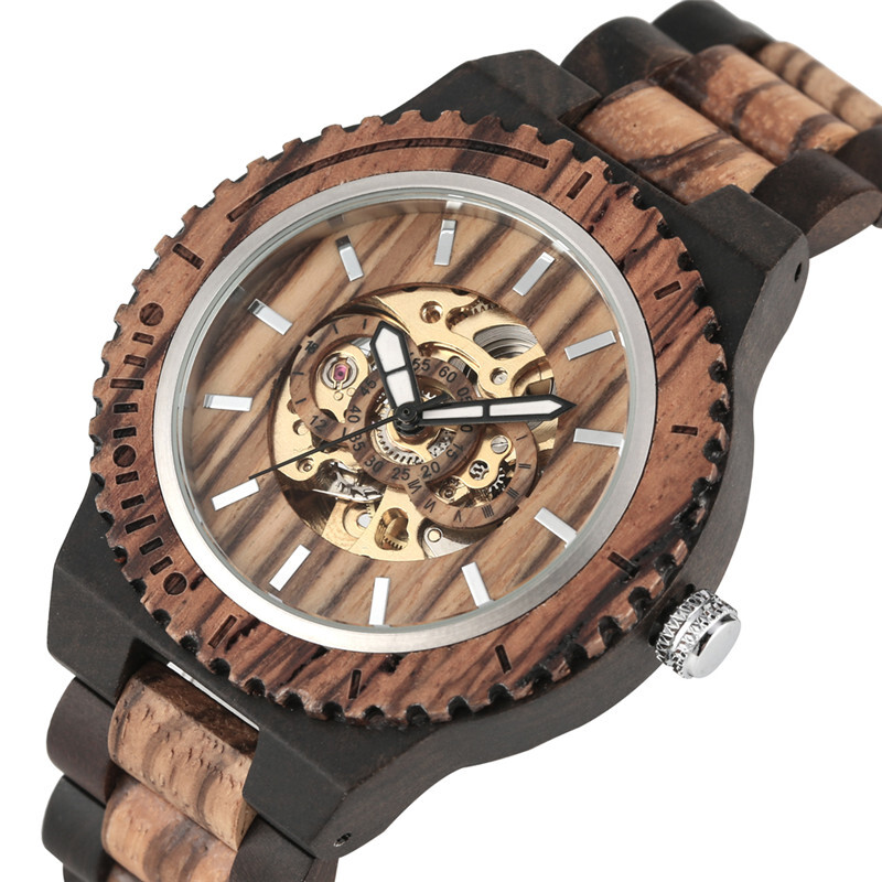 Modern Men’s Watch Casual Self-wind Mechanical Wrist Watches Adjustable Strap
