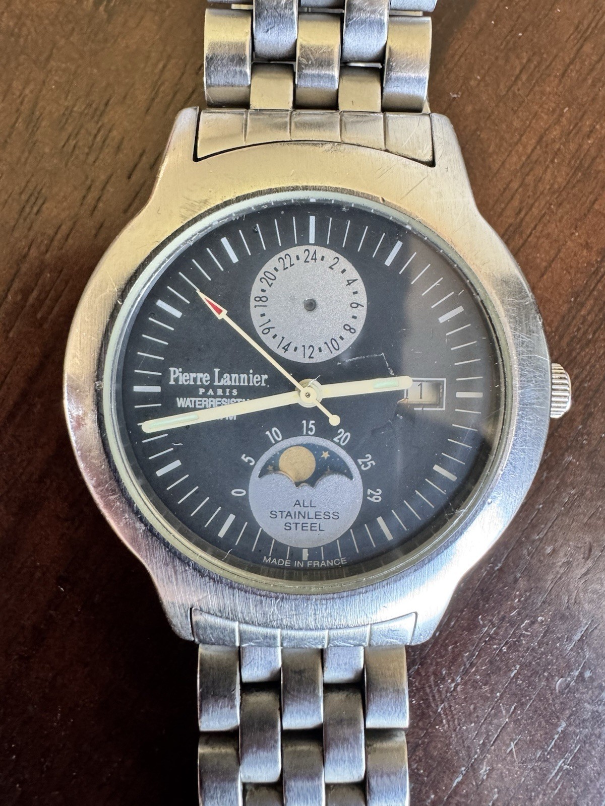 Pierre Lannier 124C1 Moonphase Watch – Made in France – All Stainless Steel
