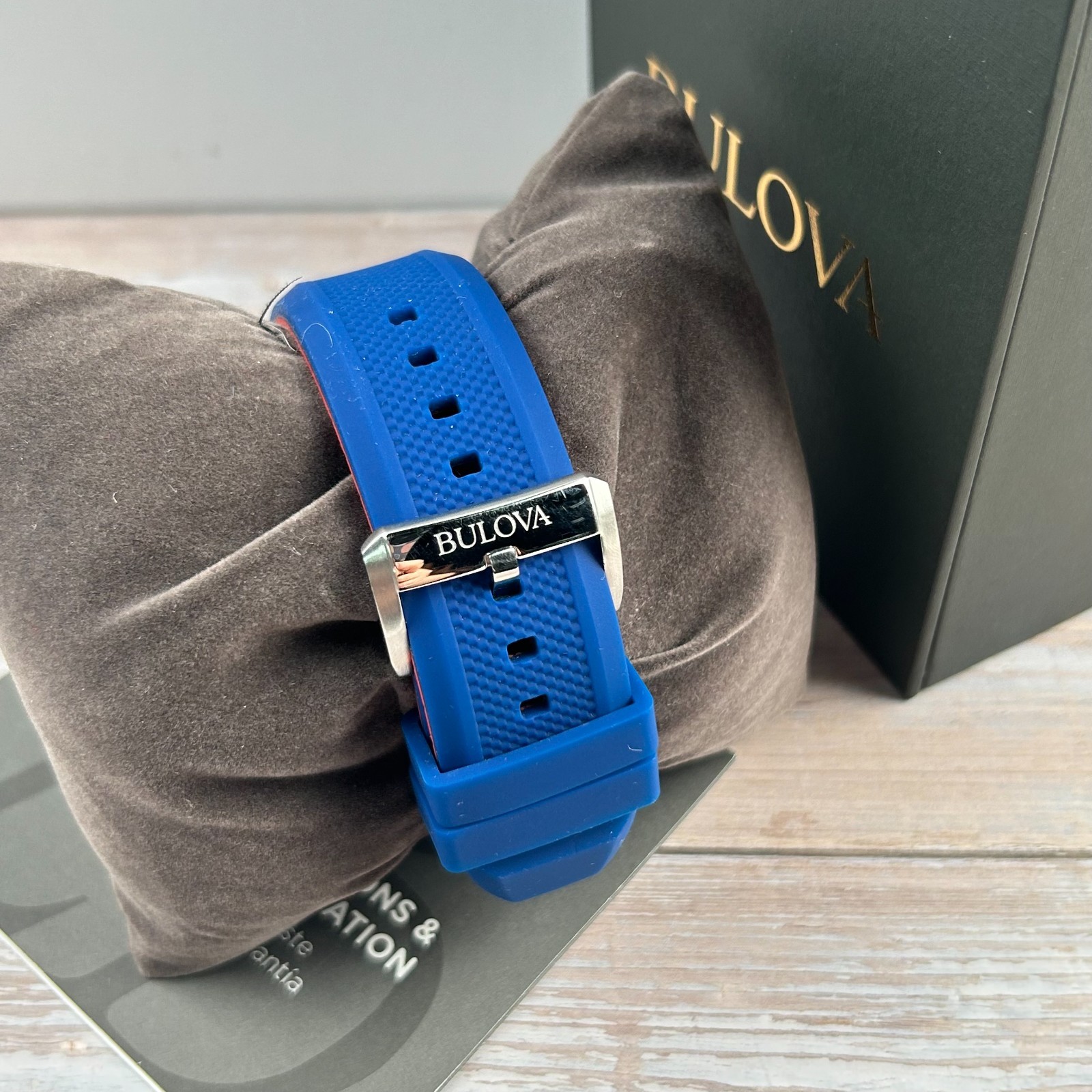 Bulova Marine Star 98A225 Series A Men’s Automatic Watch Silicon Blue Strap 45mm