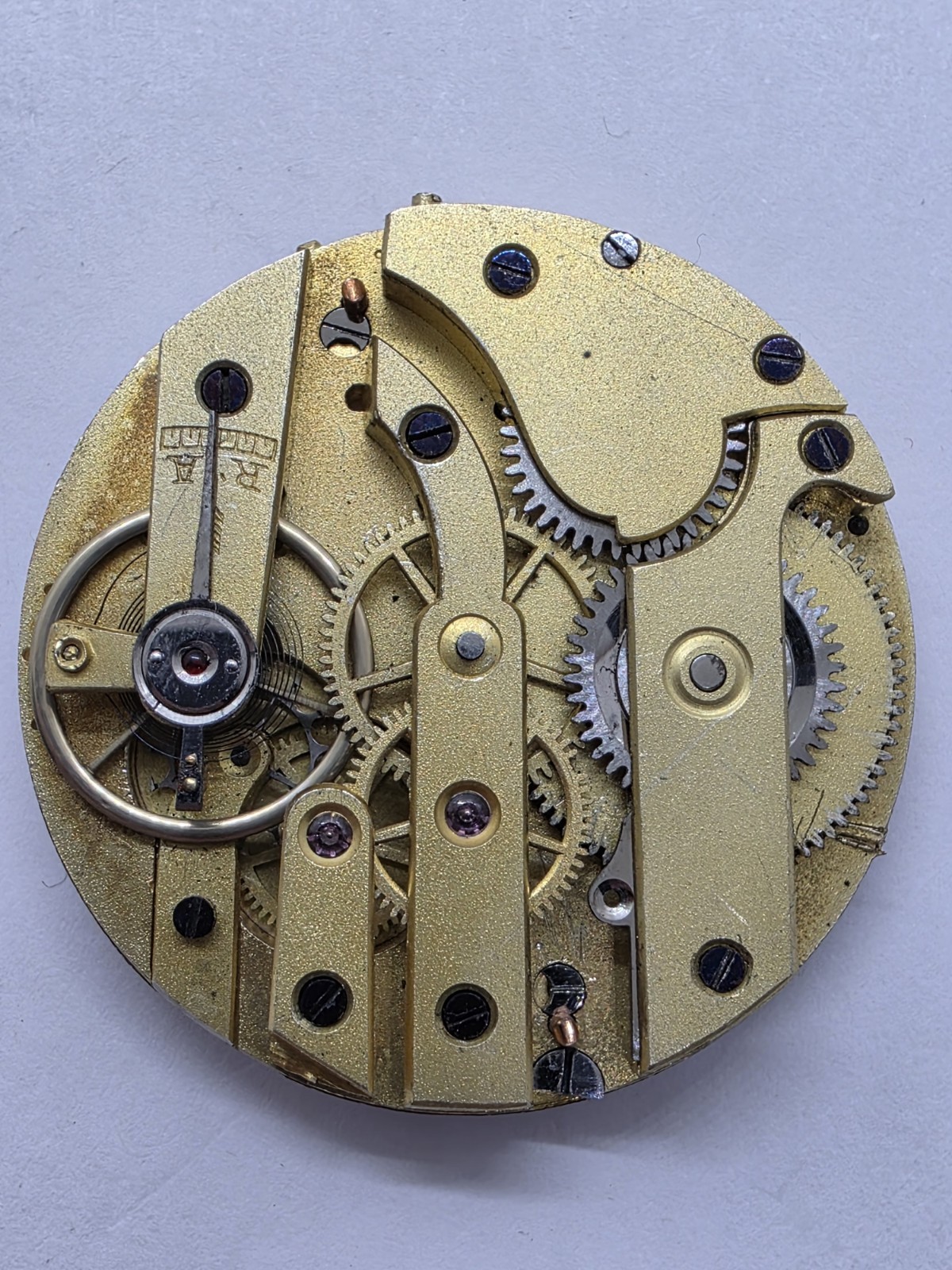 Vintage Pocket Watch Movement Cylinder Sub Second Hands Good Balance Main Spring