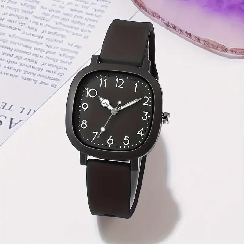 Stainless Steel Women Wristwatches Silicone Ladies Watches Quartz Watch Gif