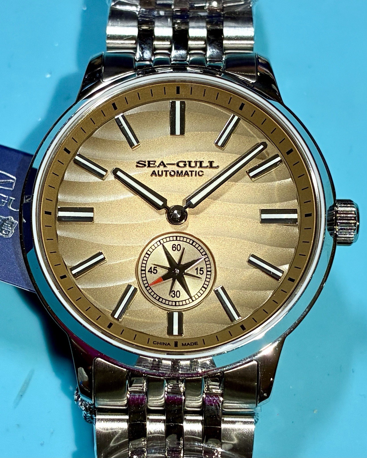 SEAGULL SAND DUNES FUME DIAL 40MM AUTOMATIC SAPPHIRE CRYSTAL STAINLESS STEEL!!