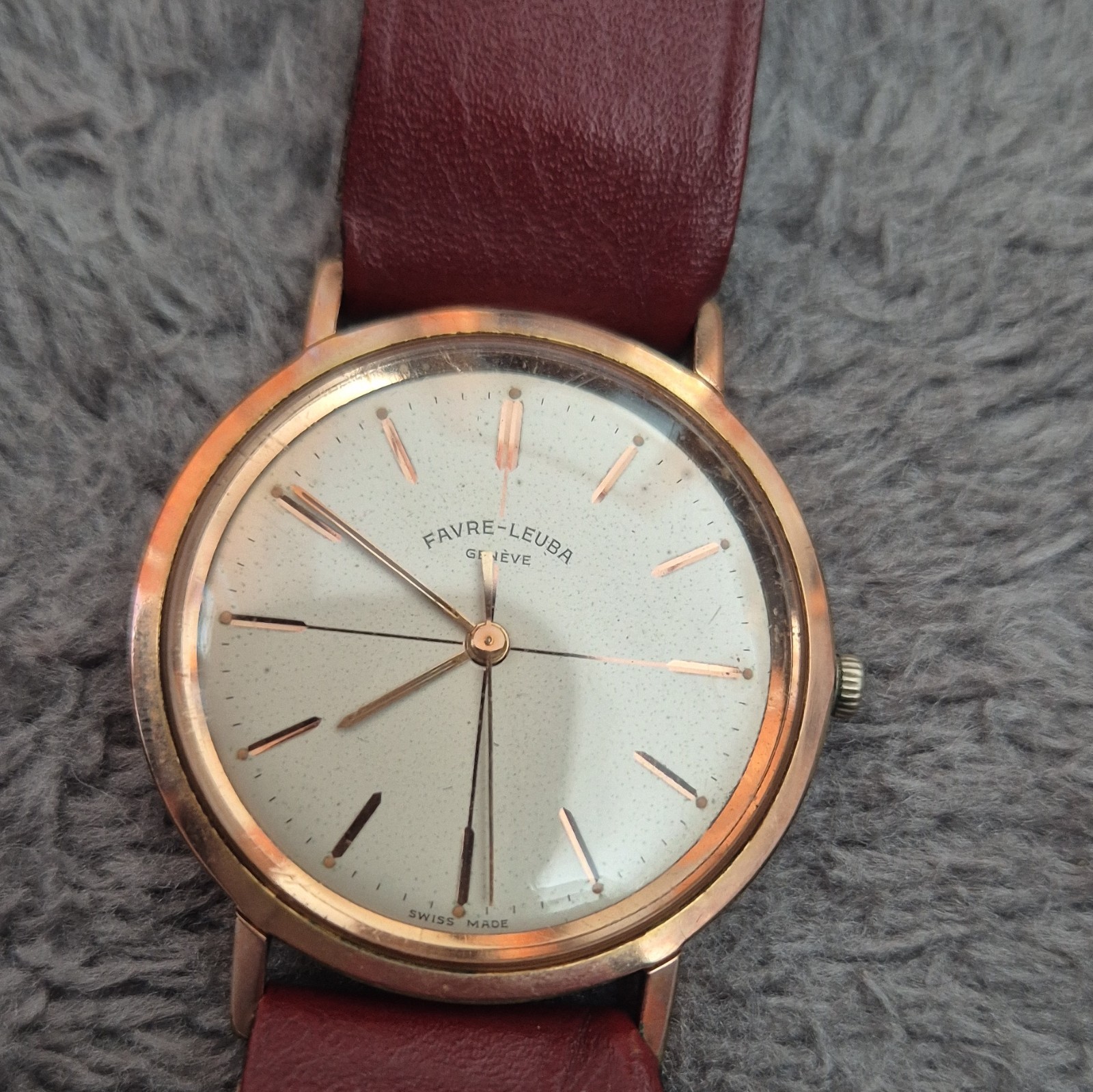Favre-Leuba Geneve Manual Wind 17J Swiss Gold Plated Silver Dial 34mm