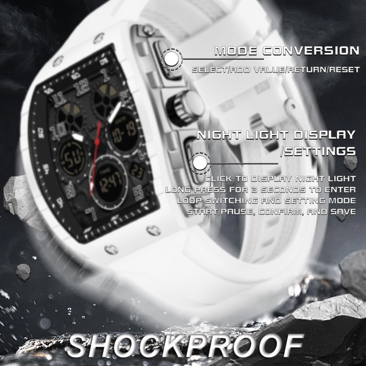 Men’s Watch Fashion Digital Analog Watches Waterproof Sport Wristwatch Milita…