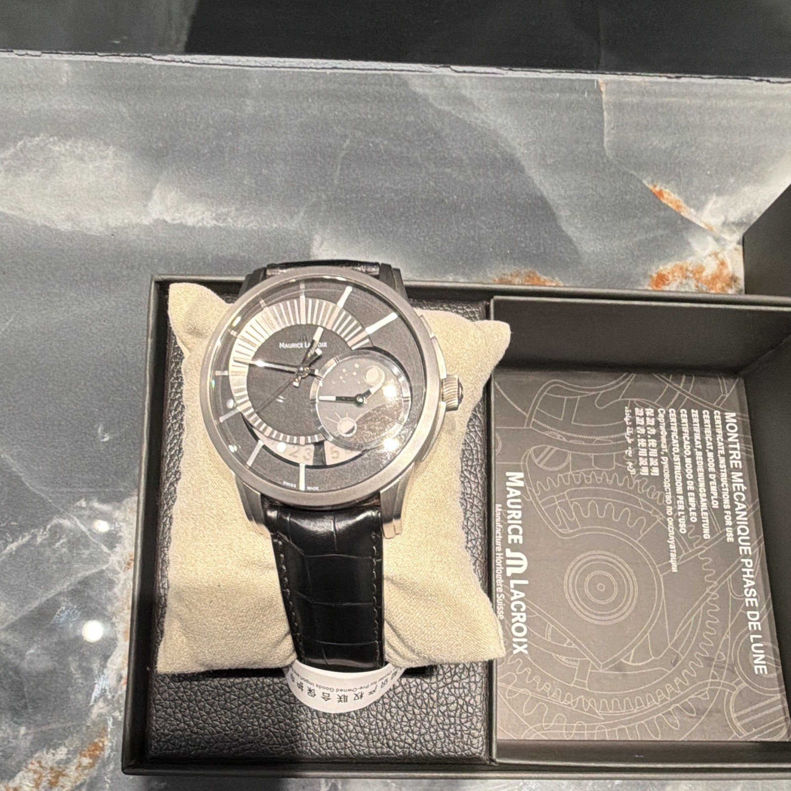 Maurice Lacroix Phase de Lune Moon Phase Titanium Auto 41mm 50m Box Papers