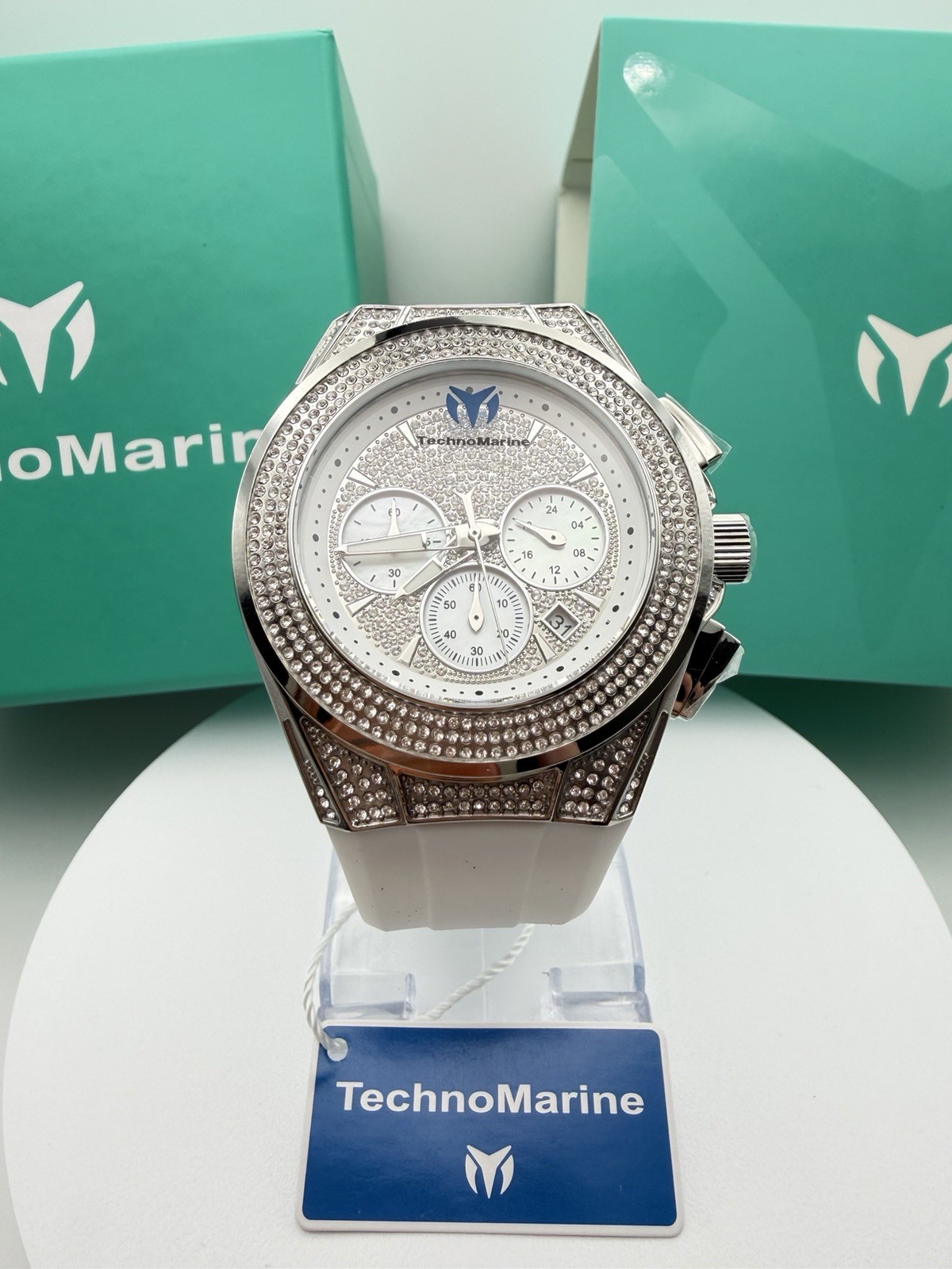 TechnoMarine Cruise Diva Pave Unisex Watch w/ MOP Dial – 45mm, White TM-125031