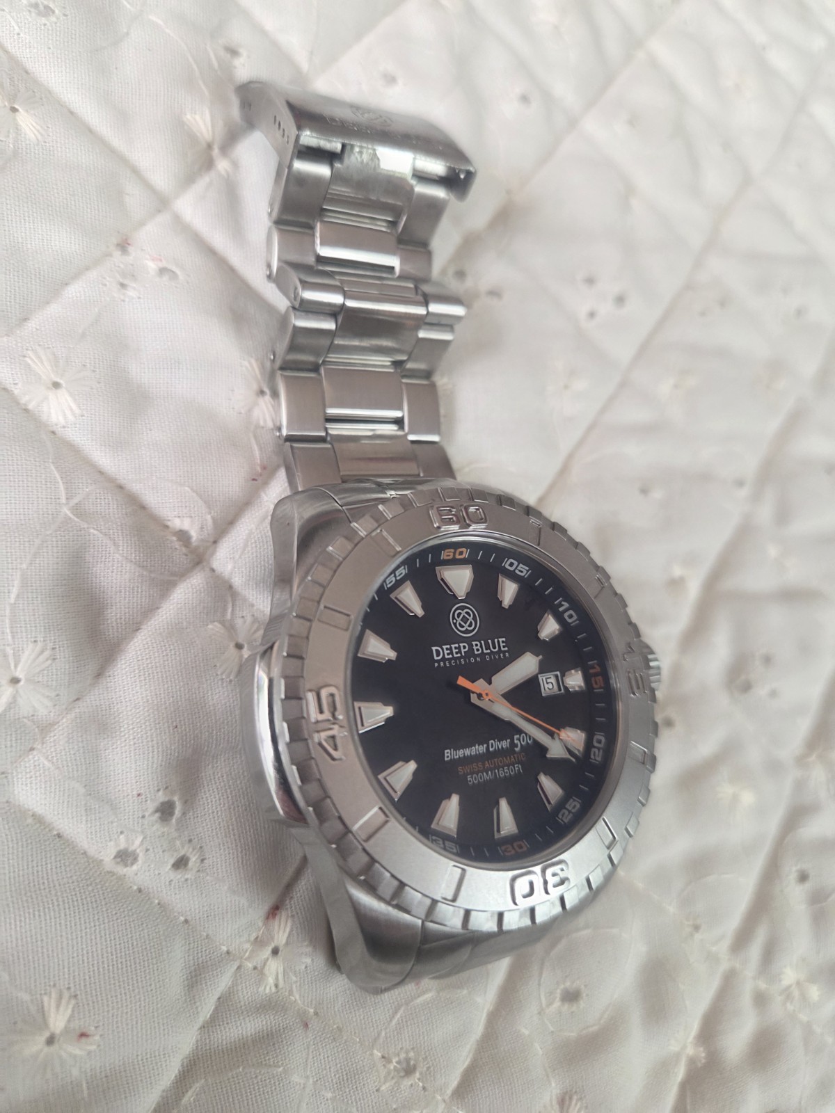 Deep Blue Bluewater Diver 500 Men’s Swiss Automatic 500m 48mm SS Black/Orange