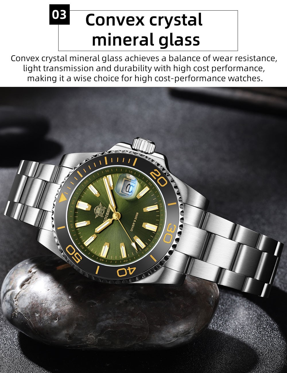 ADDIESDIVE 200M Dive Watch Japanese Quartz 41MM Ceramic Bezel Stainless Steel