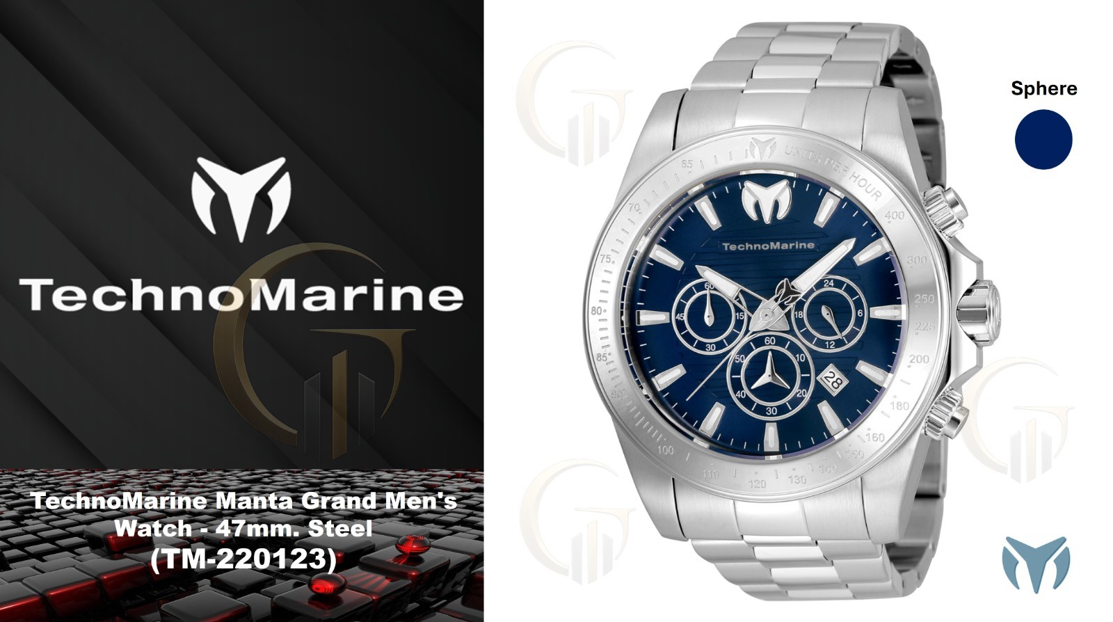 TechnoMarine Manta Grand Men’s Watch – 47mm, Steel (TM-220123)