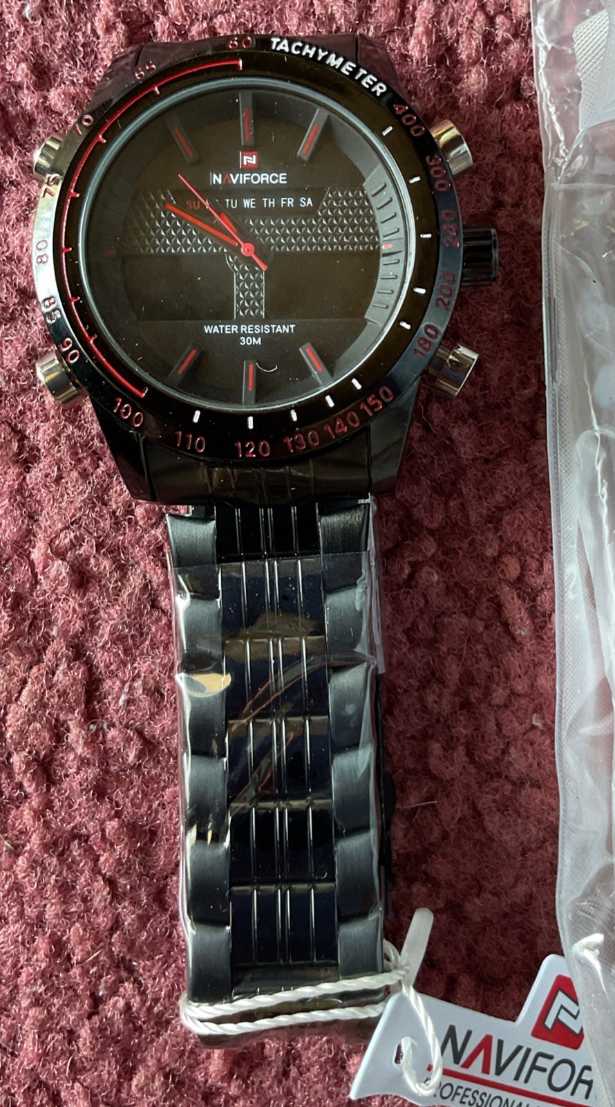 Naviforce NF9024 Black Quartz Watch Date 30M Water Resistant