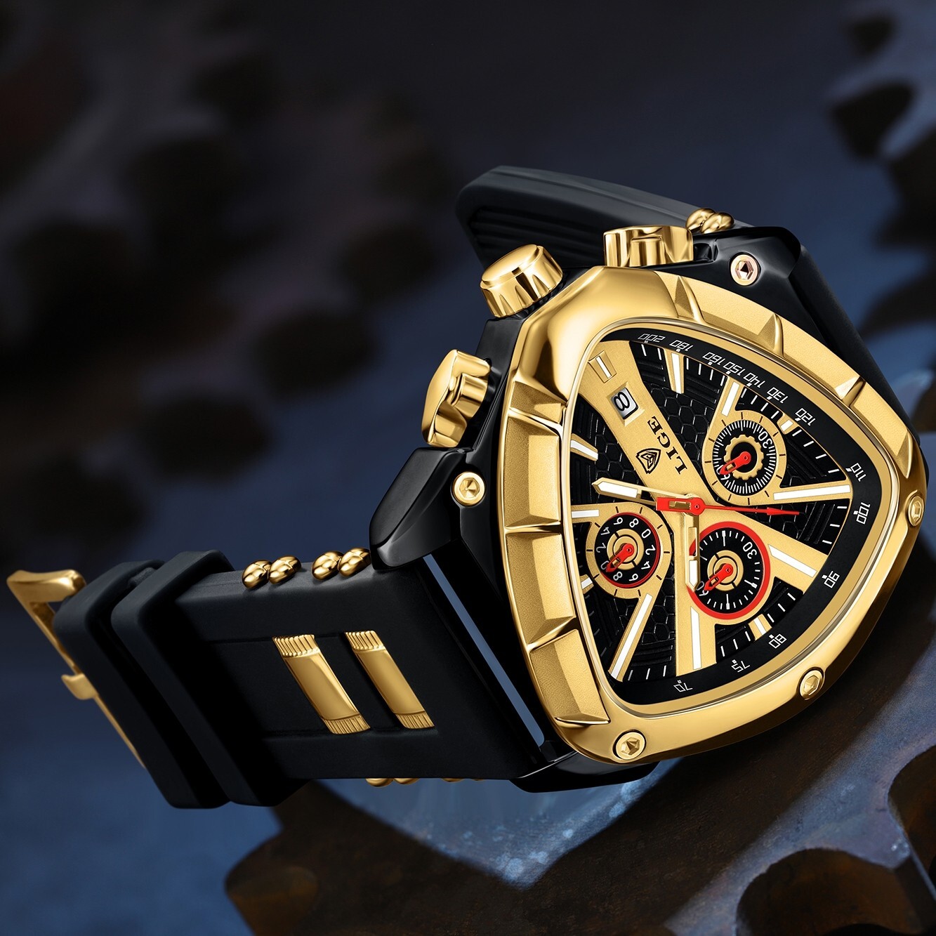LIGE Men Watch Quartz Big Dial Luminous Chronograph Waterproof Sport Wristwatch
