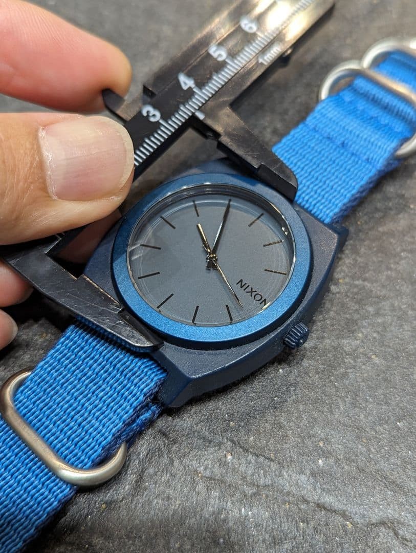 Battery replaced. NIXON Time Teller wristwatch with nylon strap, navy.