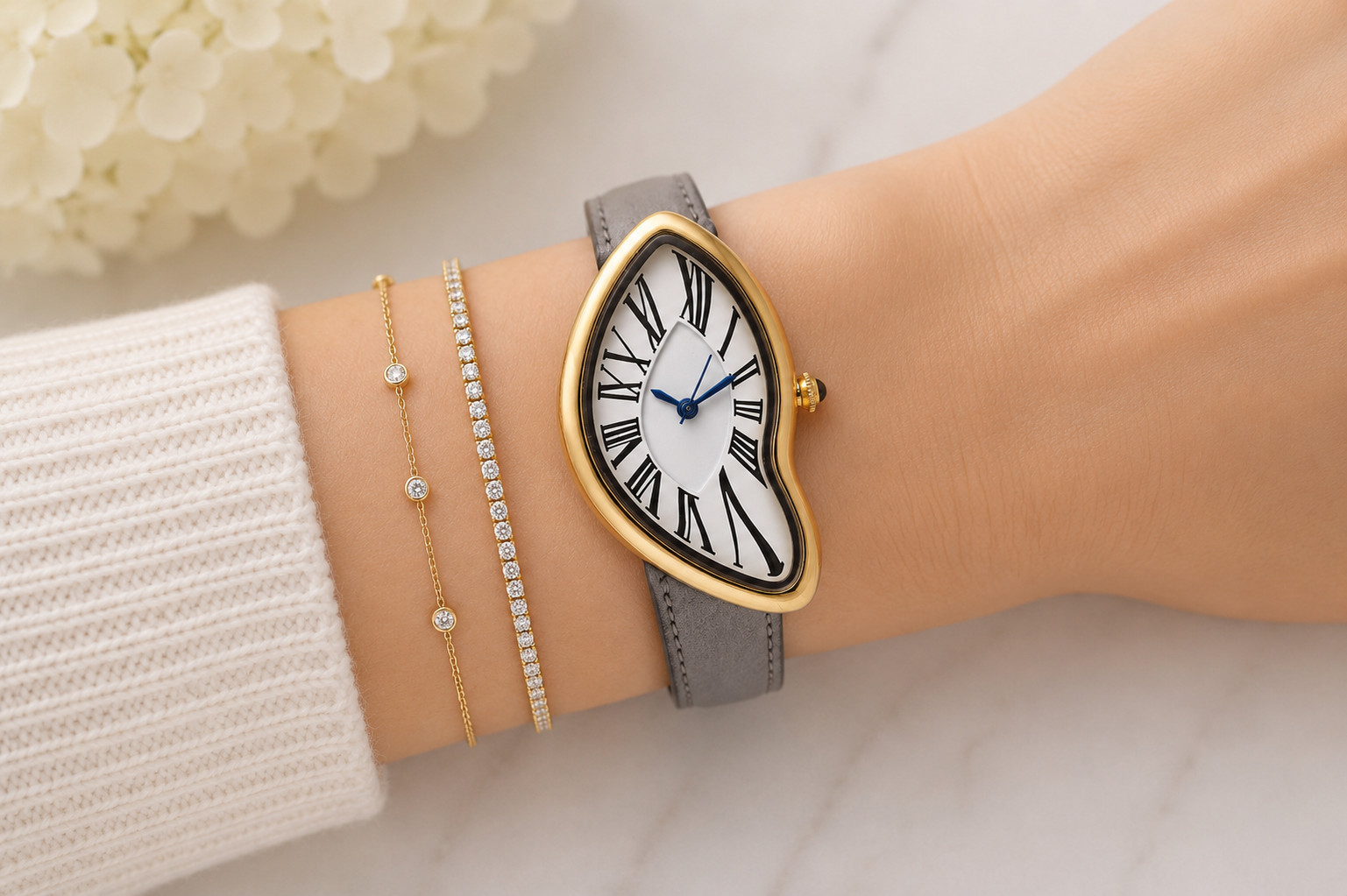 Females Girls Women Dali Inspired Melting fused twisted Watch Statement Crash