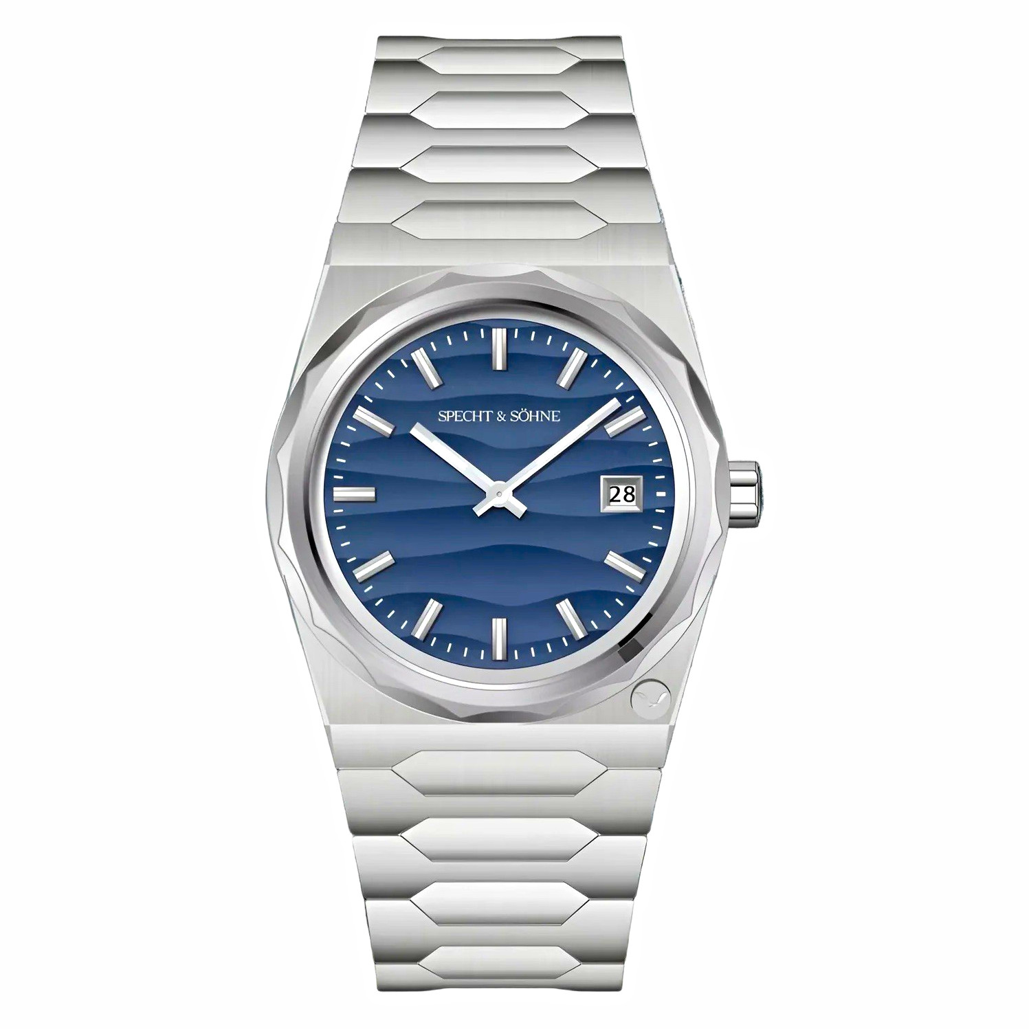 Specht & Söhne Men’s Automatic Watch Blue Dial Date Stainless Steel Bracelet