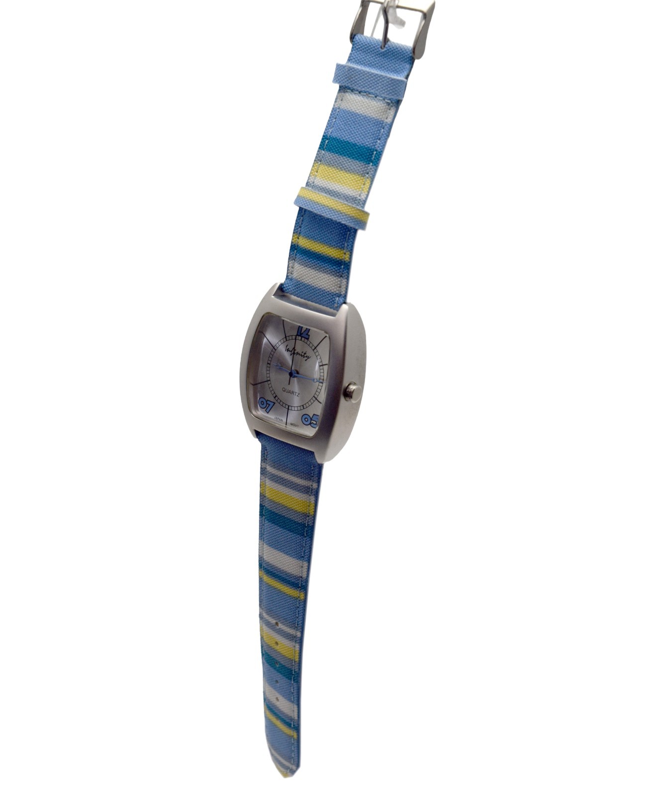 INFINITY: MULTICOLOR CANVAS LEATHER BAND OVALISH RECTANGLUAR CASE ANALOGE WATCH