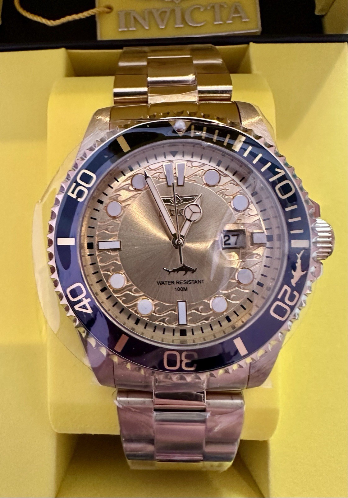 Invicta Pro Diver Currentwave Men’s Watch – 43mm. Gold/Black, Quartz, 100m WR ⚓️