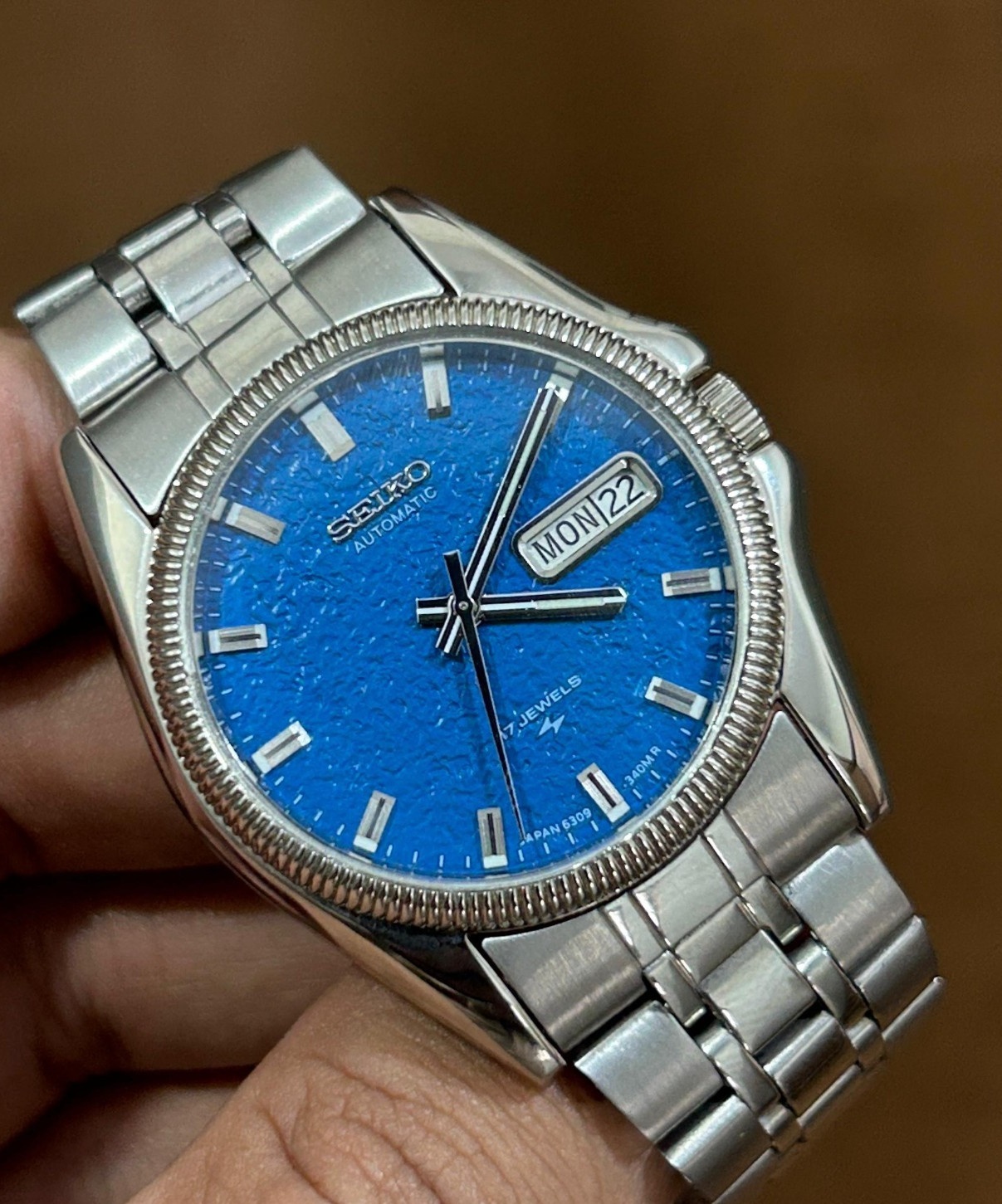 Seiko 5 Automatic Blue 💙 Red Dial Mens Watch Japan Made 6309