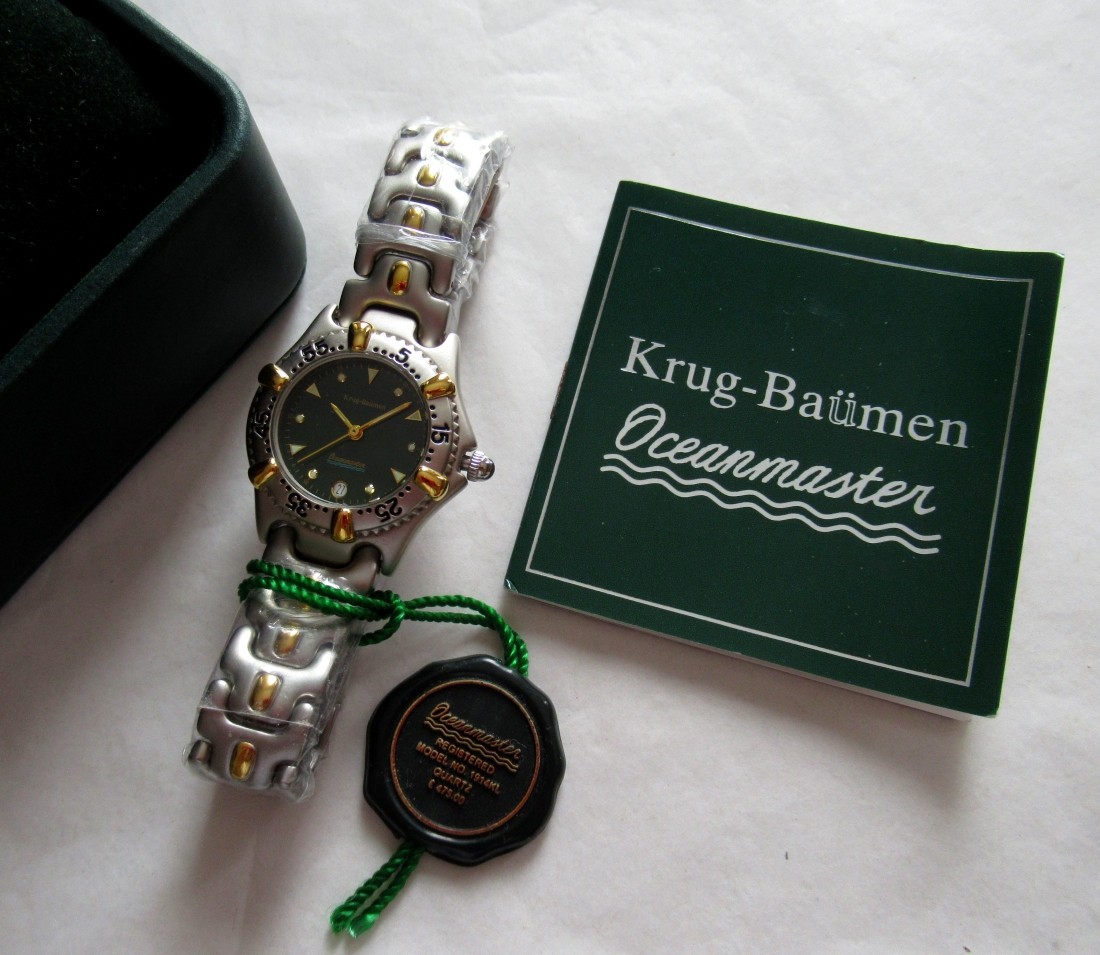 NEW Krug-Baumen OCEANMASTER 1914KL Vintage Quartz Watch Green Face Working