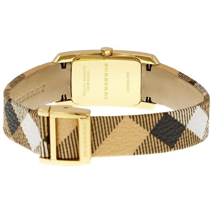 BURBERRY WOMENS WATCH FABRIC & LEATHER MULTICOLOUR STRAP WITH GOLD DIAL BU9509
