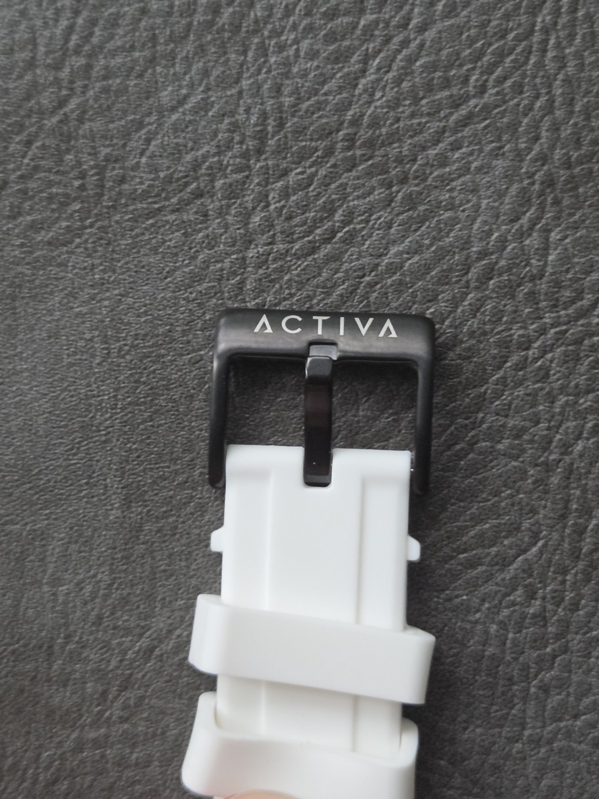 Activa Quartz Analog Sport Watch Black Dial Plastic Case White Silicone Strap