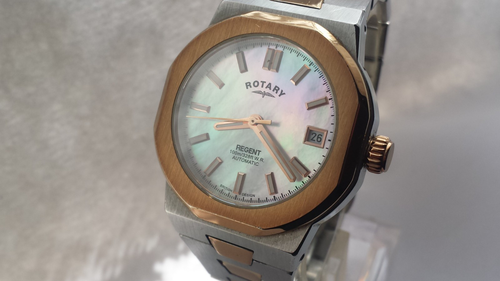 ROTARY LB0541207 Regent MOP Dial Automatic Sport Women’s Rose Gold Ladies Watch