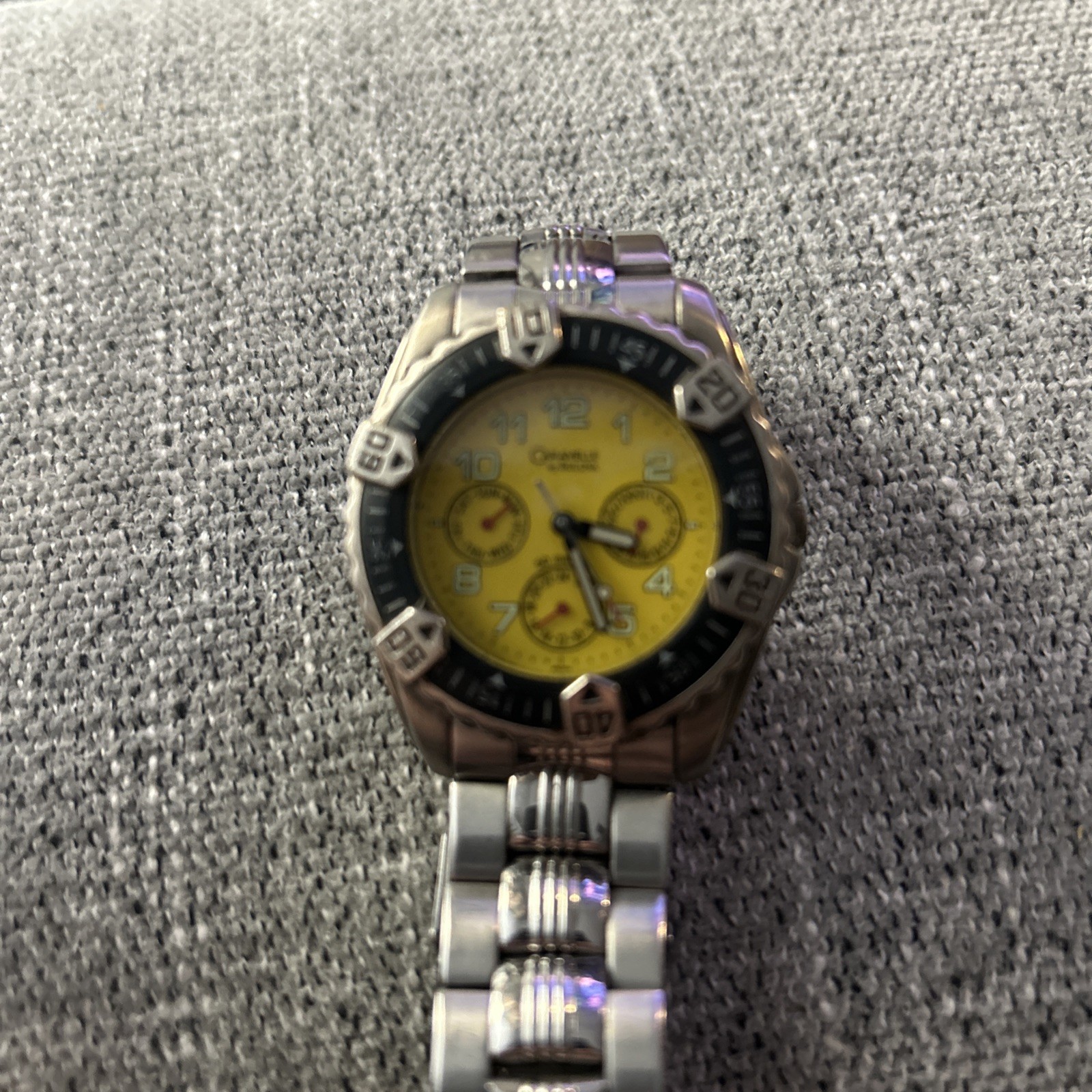 Bulova Caravelle chronograph date Dial Metal Bracelet Yellow dial