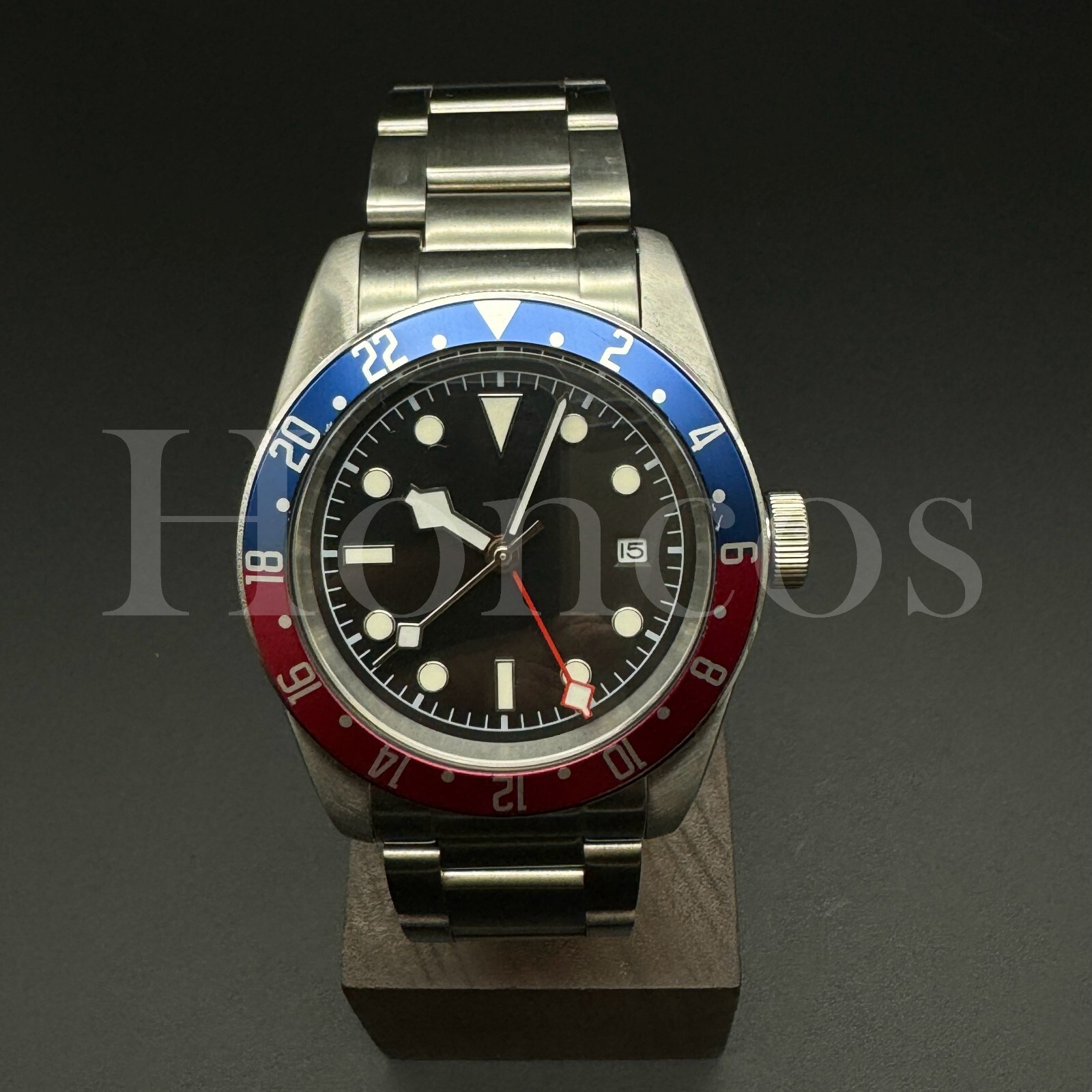 41MM Heritage Black Bay GMT Style Blue/Red Bezel Inserts White Marker Black Dial