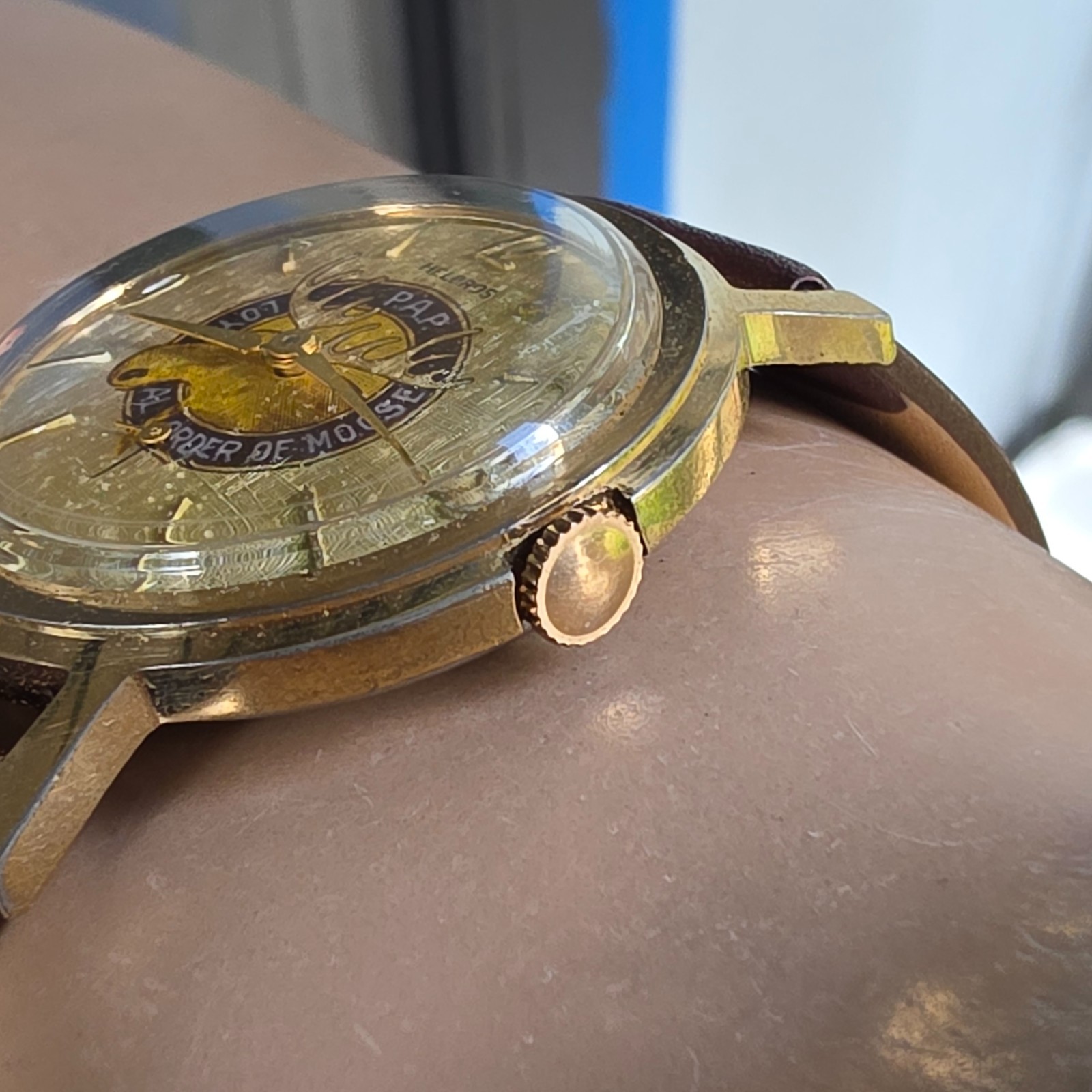 Vintage Helbros men’s manual wind watch Loyal Order of Moose linen dal 1950s