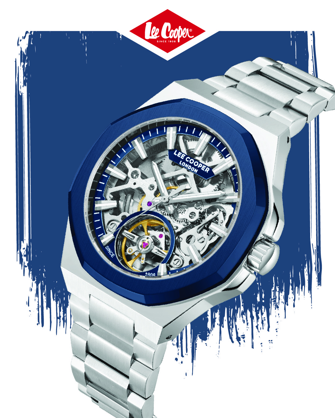 Lee Cooper Men’s Automatic Watch | Dark Blue Dial, Silver, 43mm, 50 m (5 ATM)