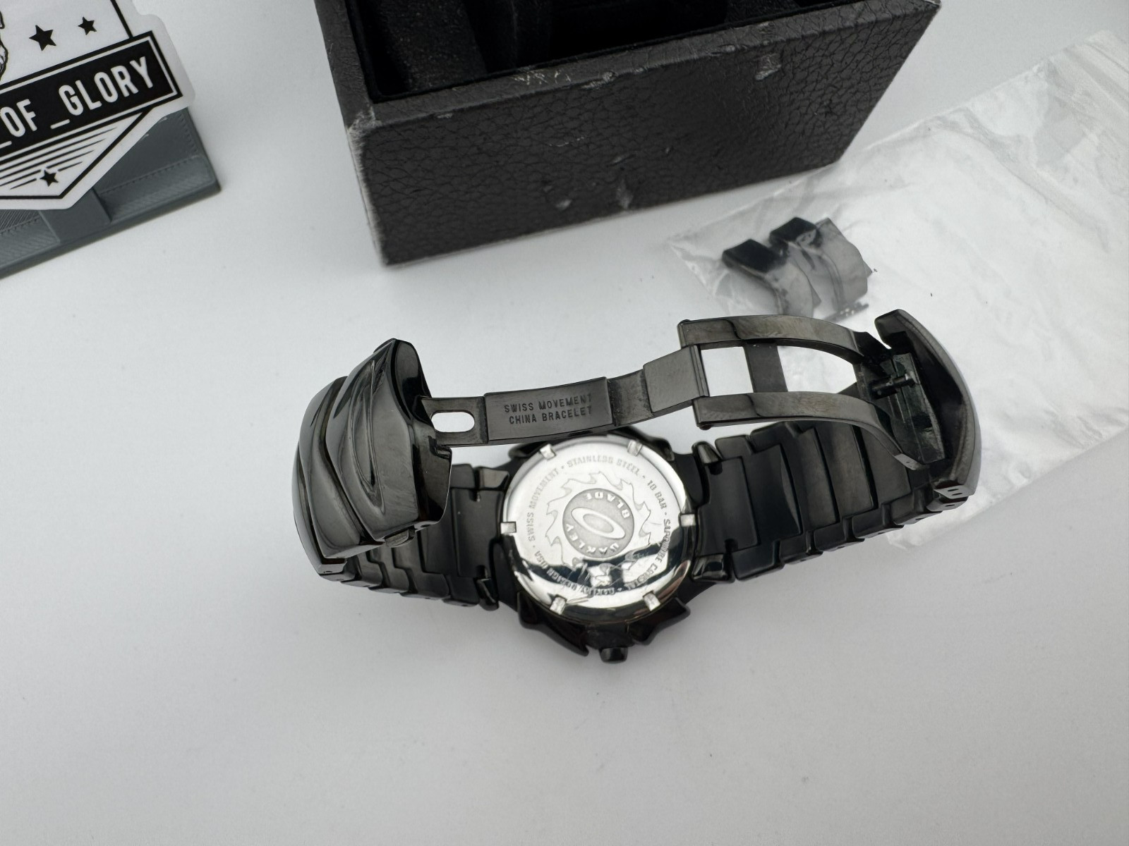 OAKLEY BLADE STEALTH BLACK STAINLESS STEEL BRACELET 10-161 VTG 2004 NEW BATTERY
